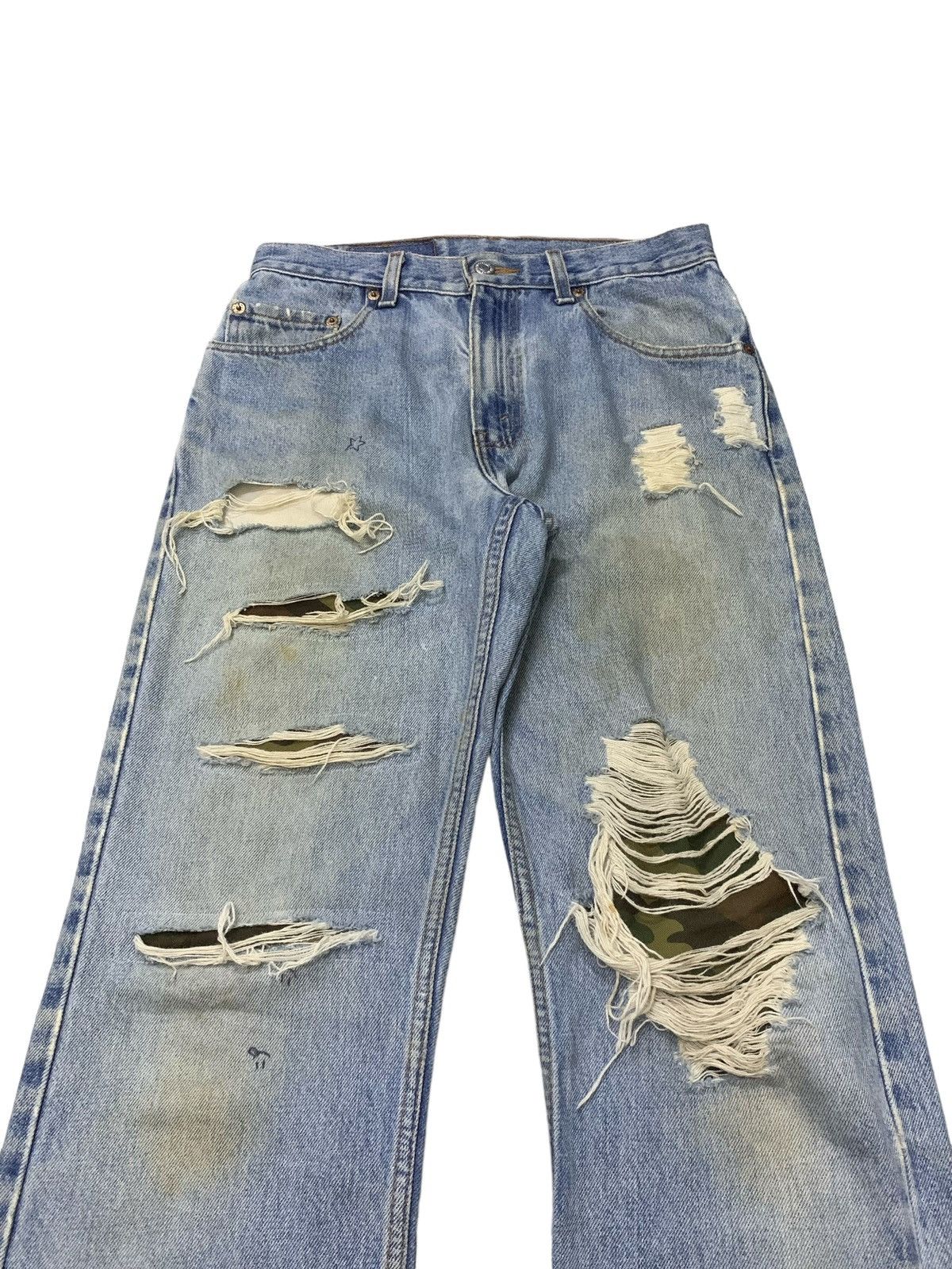 Hysteric Glamour × Levi's Vintage Levis 505 Distressed Camo Patch Inside Jeans Size US 29 - 3 Thumbnail