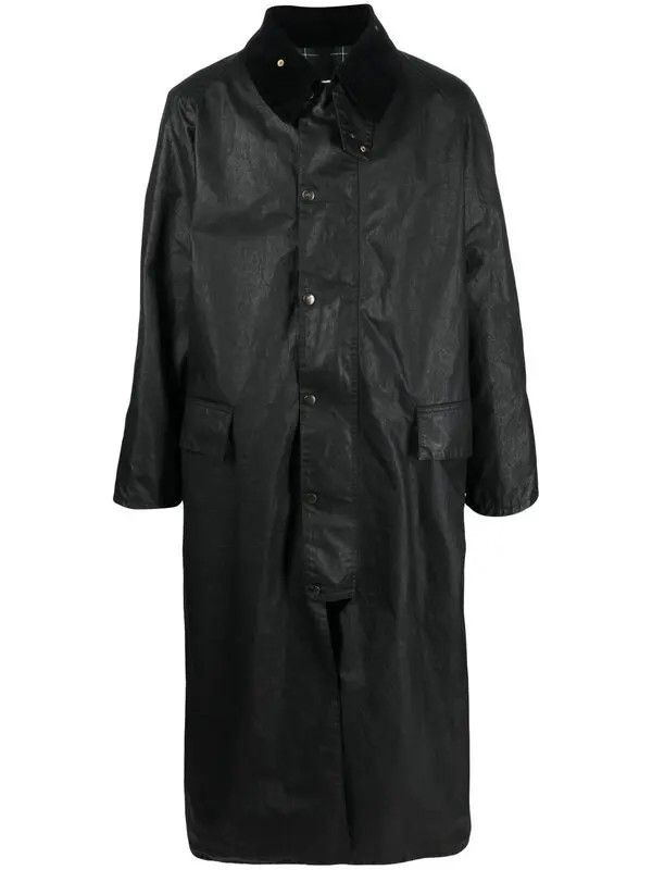 Maison Margiela o1loc1c1125 Waxed Cotton-blend Trench Coat in Black Size US L / EU 52-54 / 3 - 1 Thumbnail