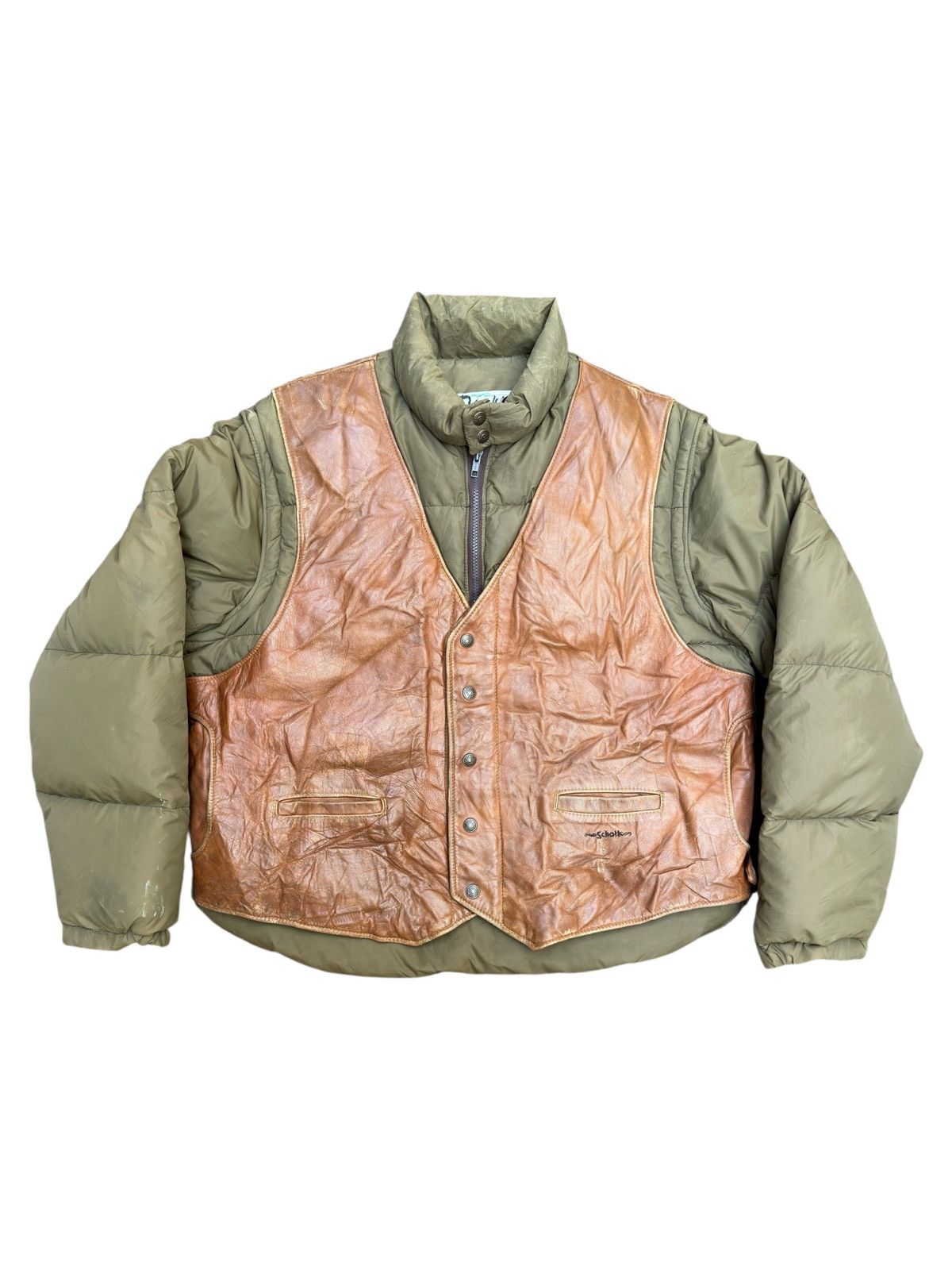 Schott VERY RARE VINTAGE JACKET VEST LEATHER DOWN BT SCHOTT GOOSE Size US L / EU 52-54 / 3 - 1 Thumbnail