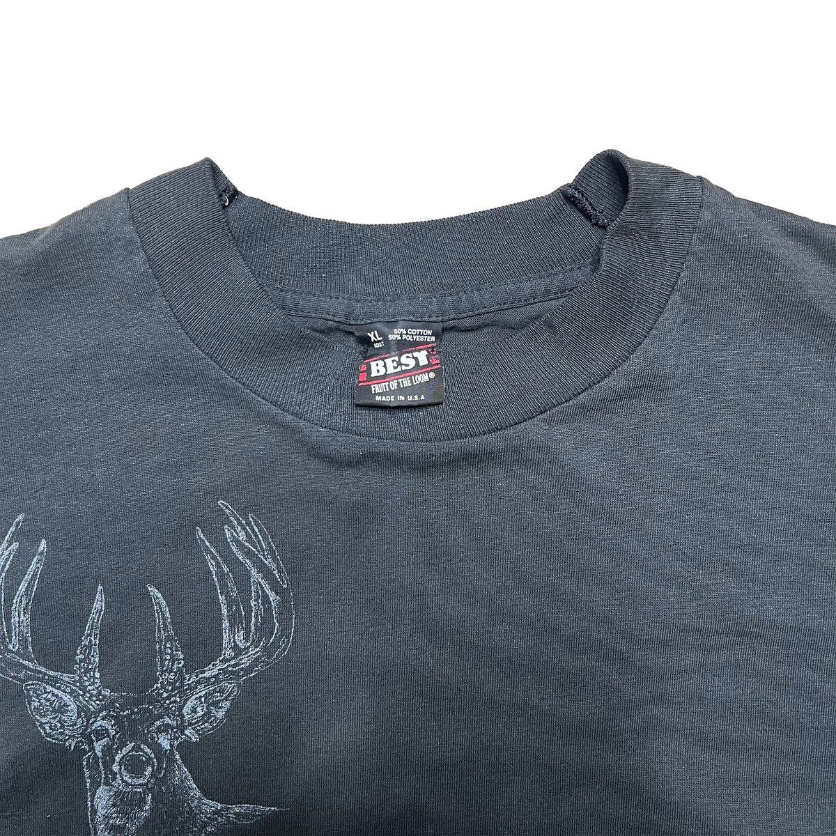 Vintage Vintage 90s Faded Black Buck Deer Tee Size US XL / EU 56 / 4 - 3 Thumbnail