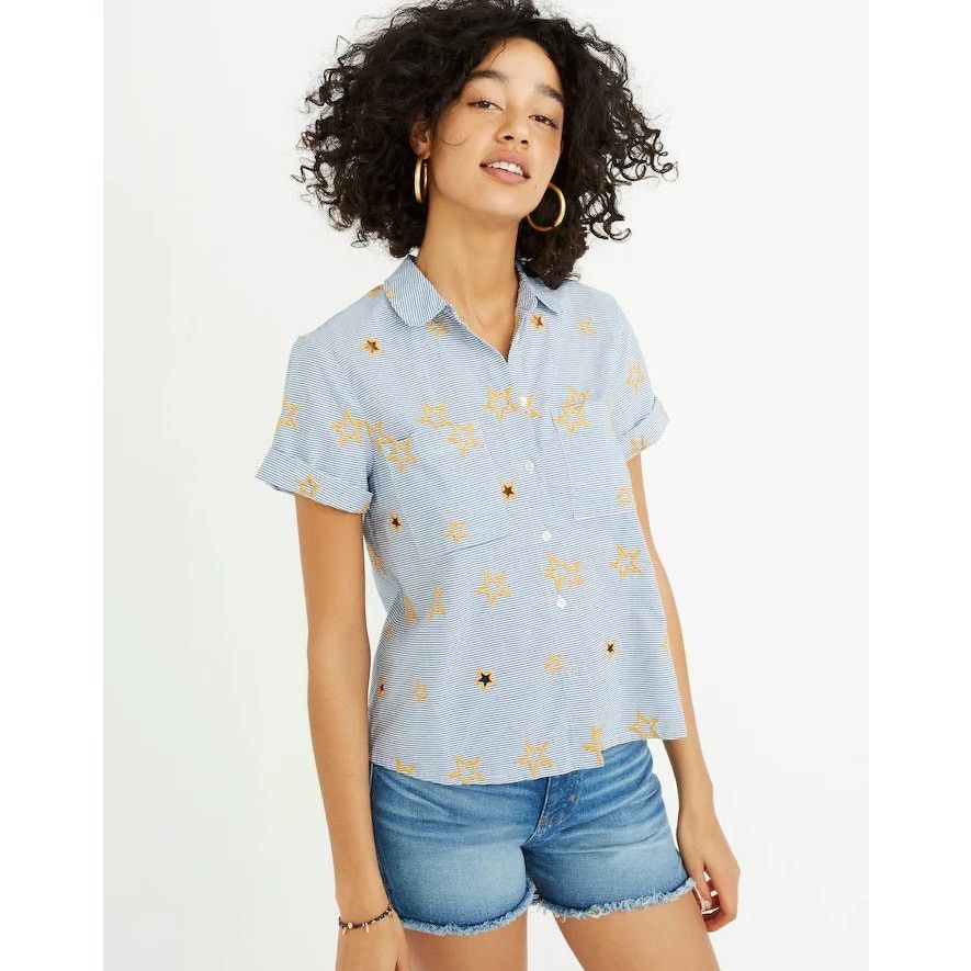 Madewell Madewell Star Embroidered Striped Shirt XS Size XS / US 0-2 / IT 36-38 - 1 Thumbnail