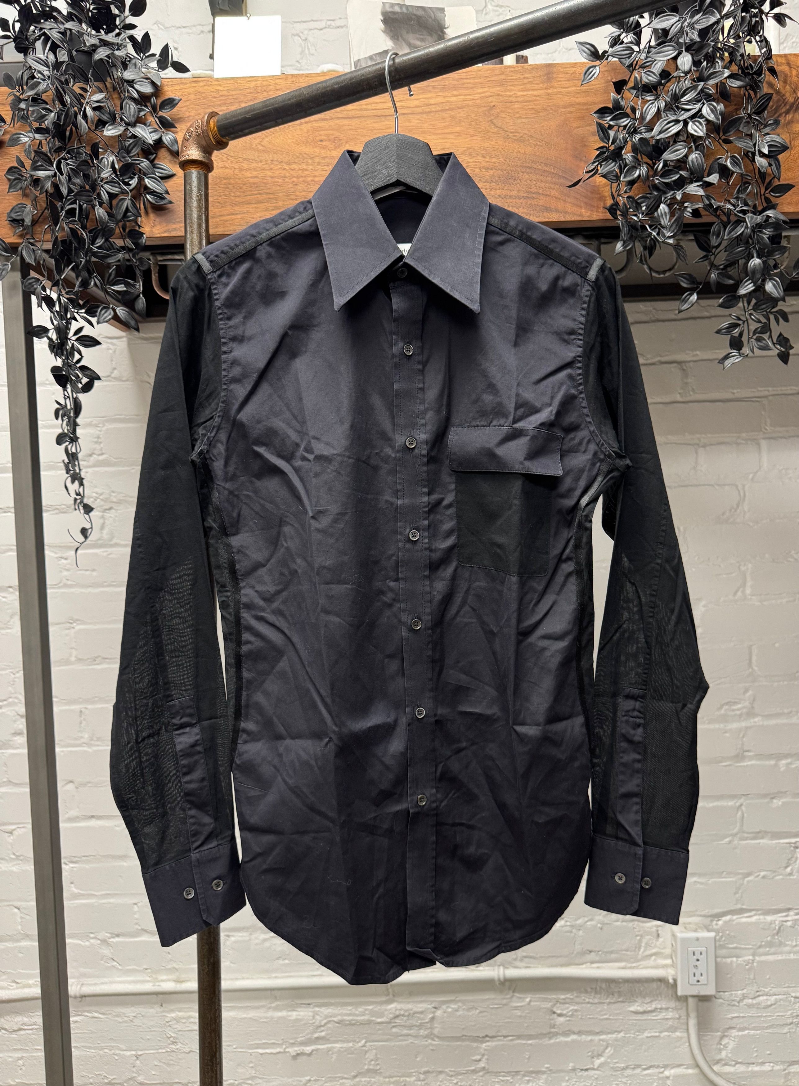 Saint Laurent Paris Yves Saint Laurent ‘Rive Gauche’ by Tom Ford Semi-Sheer ‘Tuxedo’ Dress Shirt Size US M / EU 48-50 / 2 - 1 Thumbnail