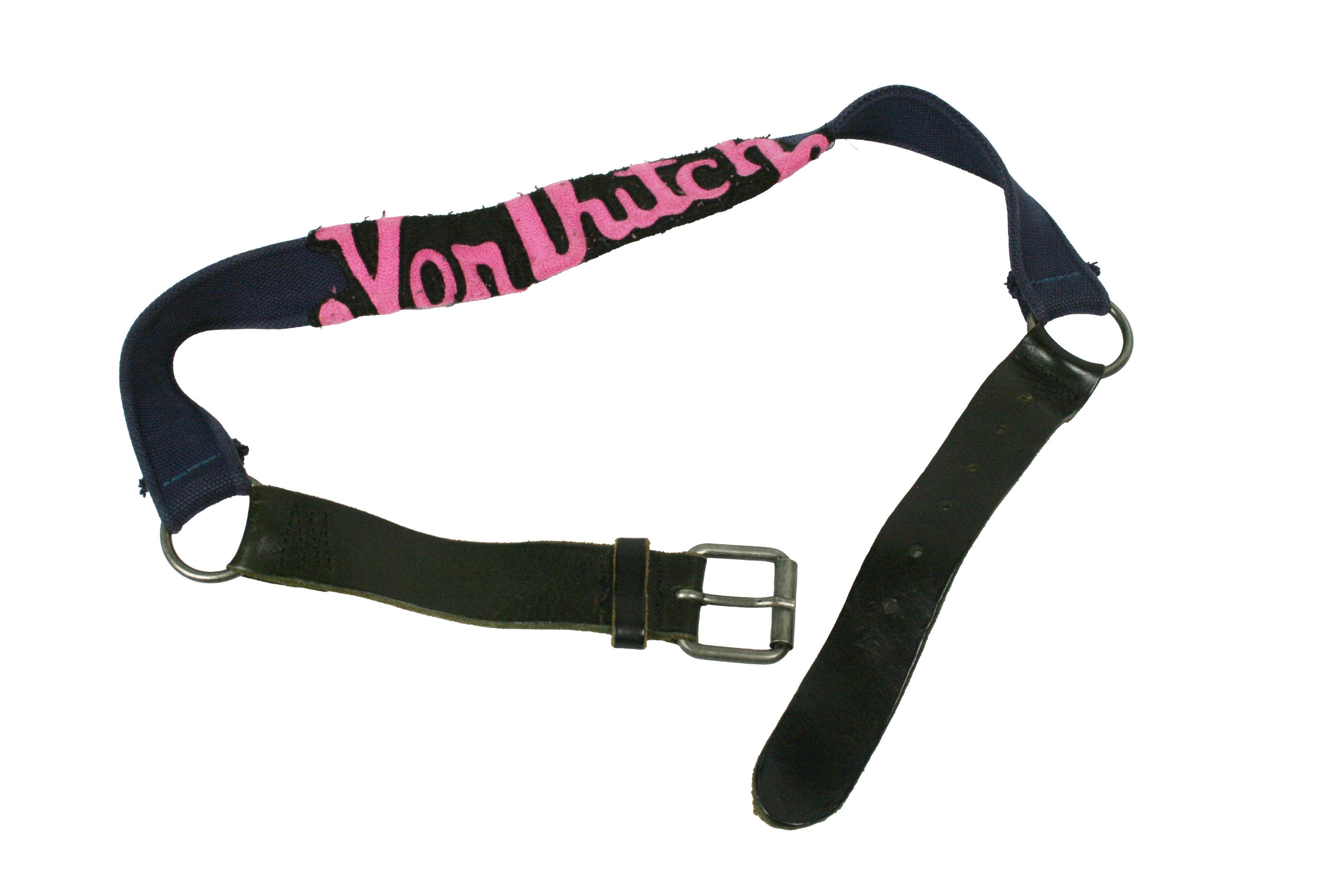 Von Dutch 00S Logo Y2K Leather Canvas Belt Vintage Size 46 - 2 Thumbnail