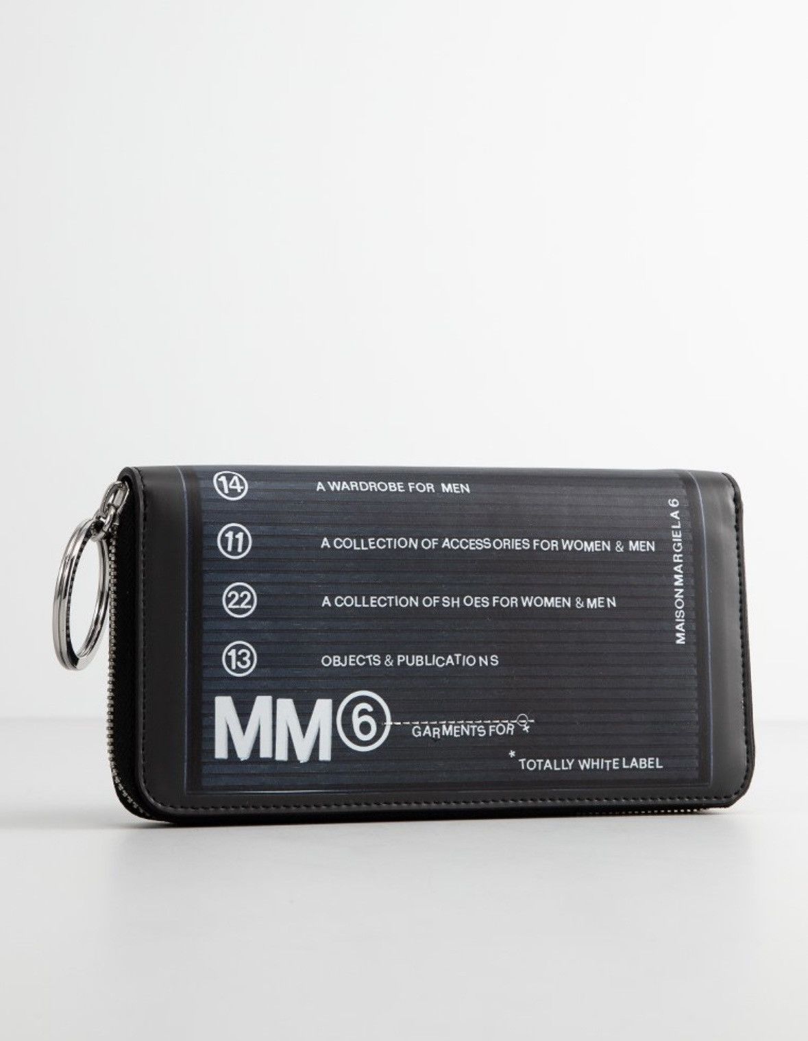 Pre-owned Maison Margiela Big Logo Long Wallet Cardholder Keychain In Black