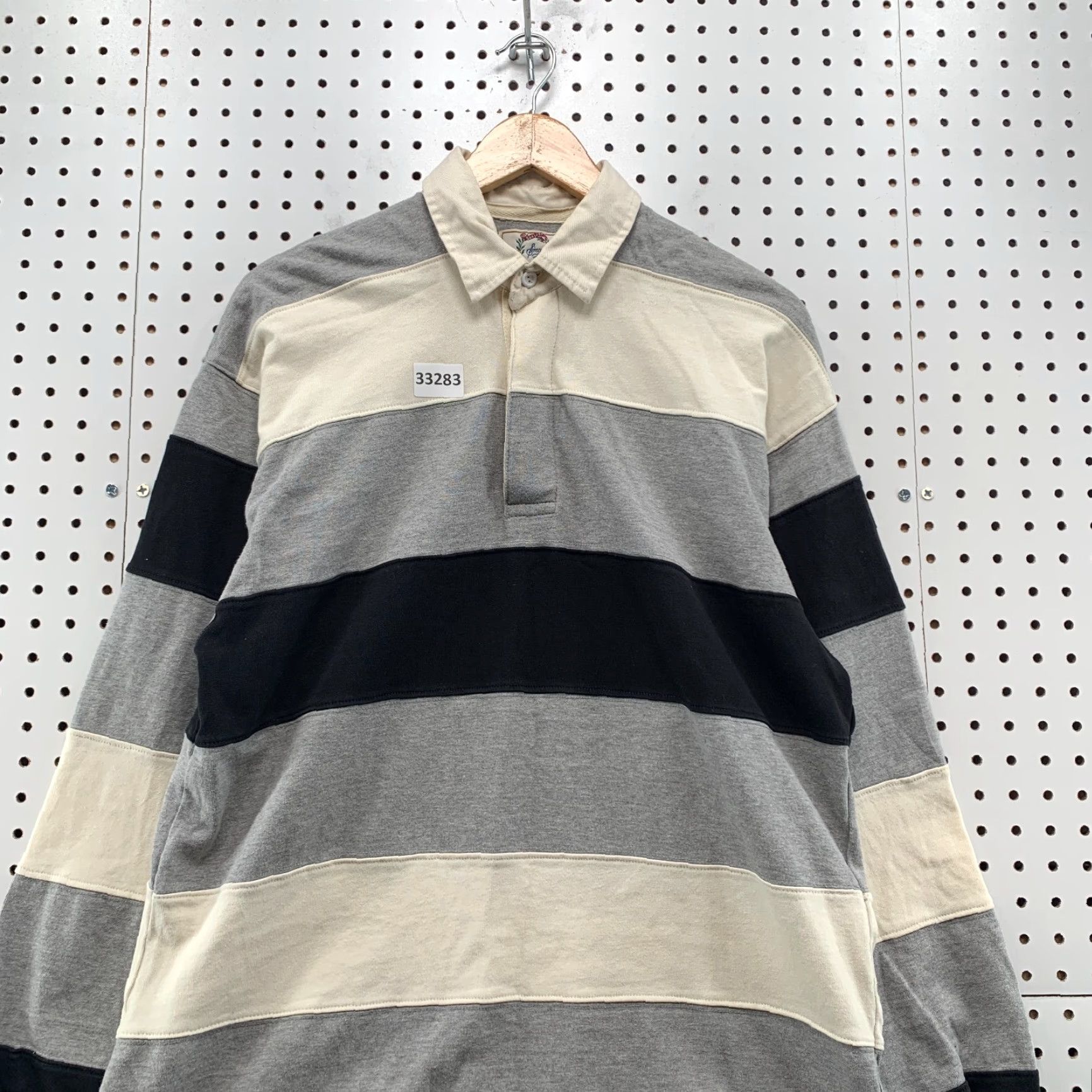 Sears VINTAGE Sears Roebuck Rugby Polo Shirt Mens Medium Black Gray Striped 21.5x32 Size US M / EU 48-50 / 2 - 5 Thumbnail