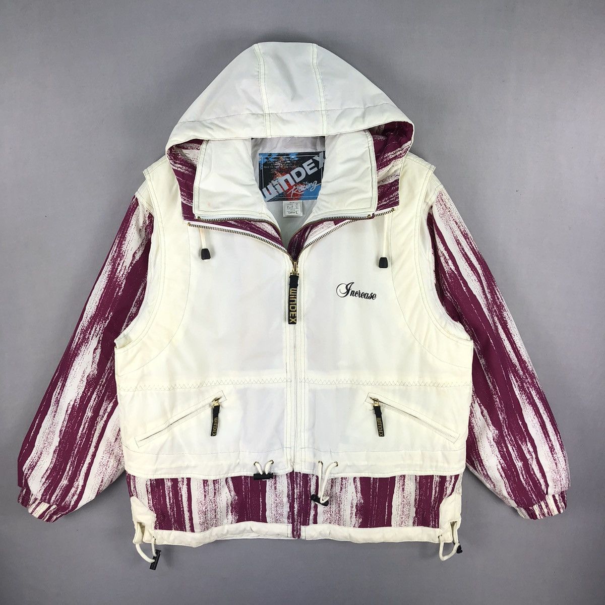 NASCAR Vintage 90's Racing Jacket Hooded Ladies by Windex Racing Size L / US 10 / IT 46 - 1 Thumbnail