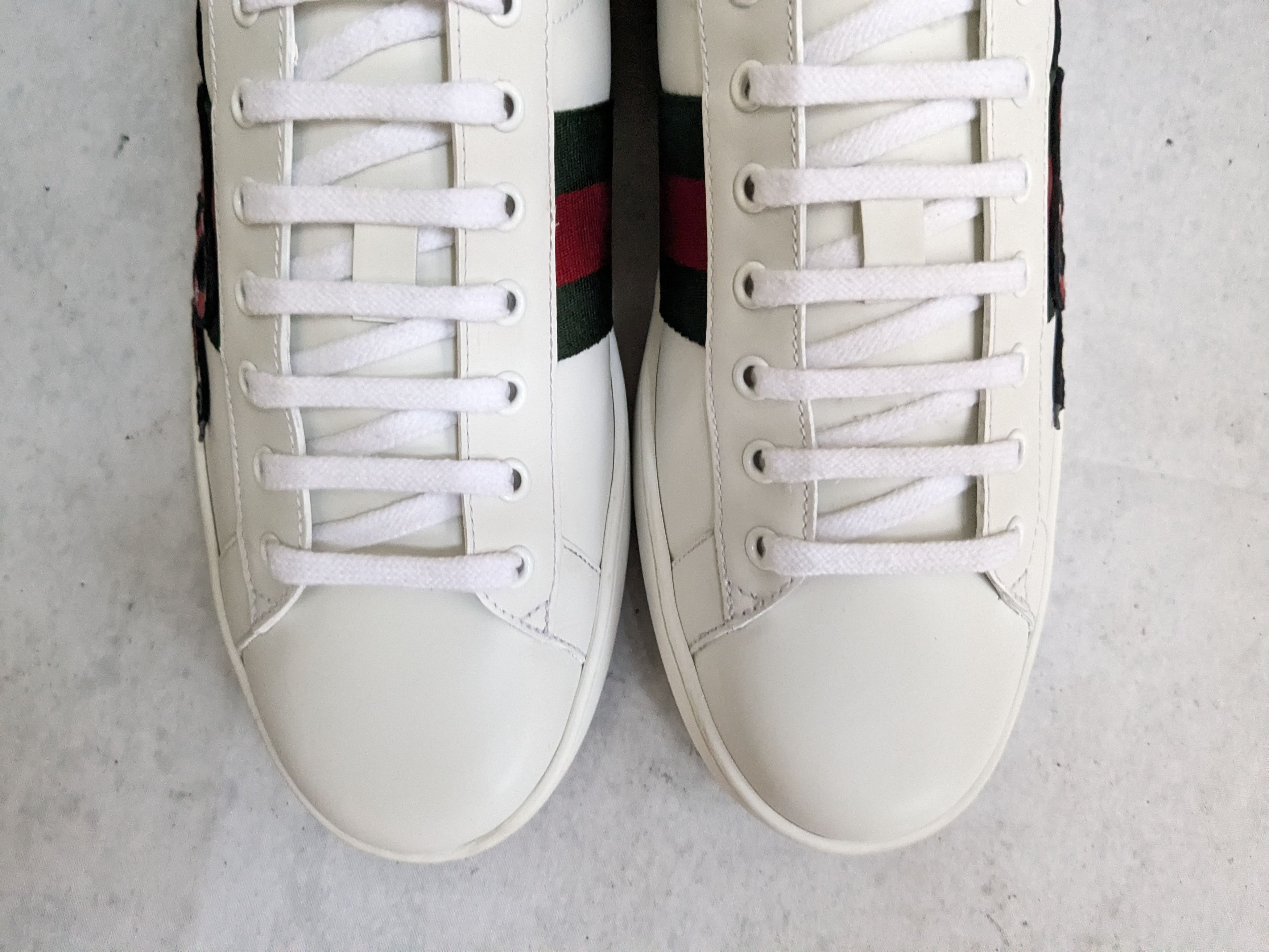 Gucci Gucci Ace Sneakers Snake 12.5 White Leather Low Tops Size US 12.5 / EU 45-46 - 3 Thumbnail