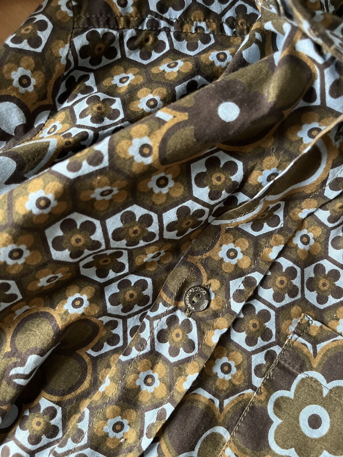 Dolce & Gabbana Ittierre brown floral print button down shirt Size US M / EU 48-50 / 2 - 8 Thumbnail