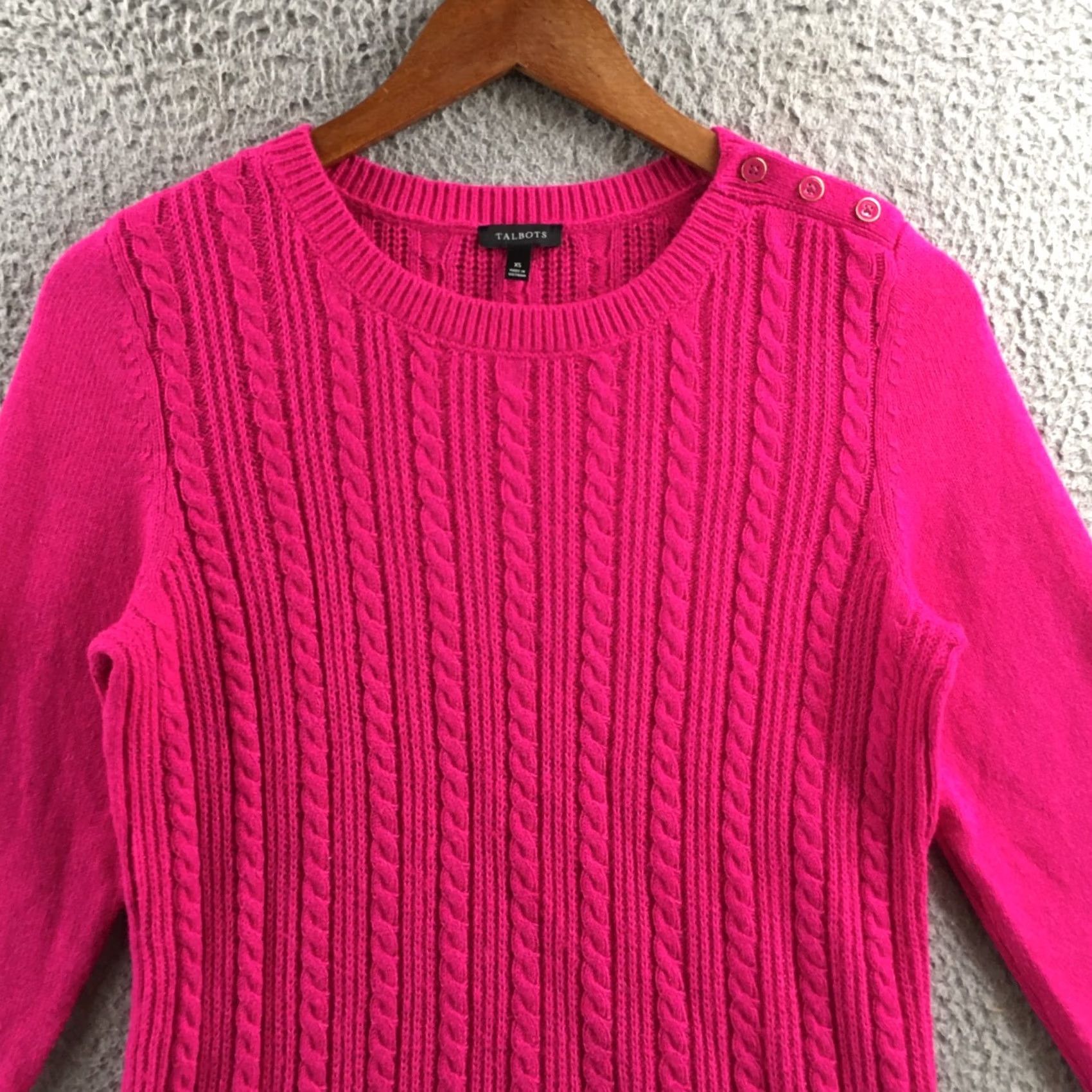 Talbots Talbots Sweater Womens XS Pink Cotton Blend Cable Knit Pullover Long Sleeve Size XS / US 0-2 / IT 36-38 - 3 Thumbnail