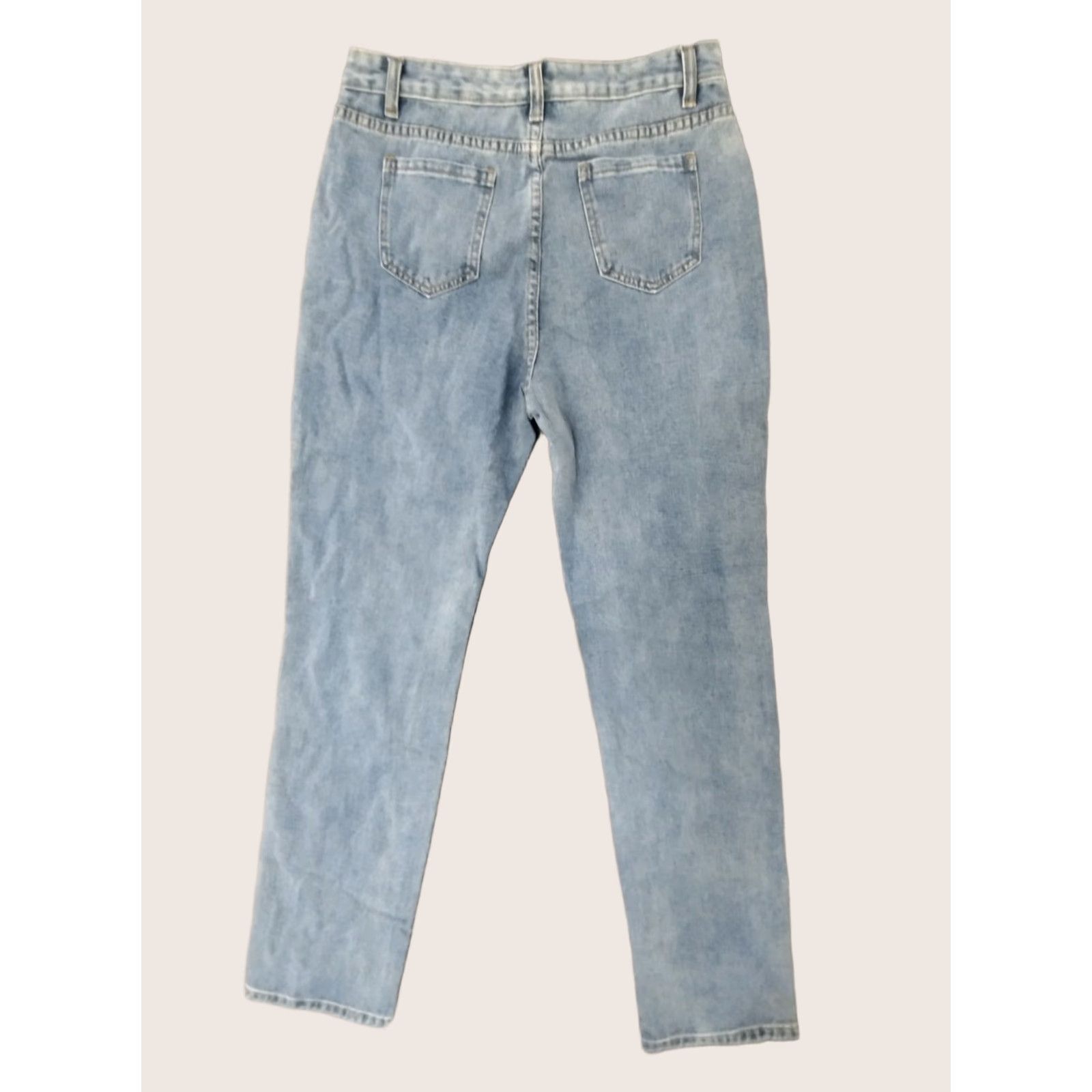 Vintage Jeans Blue Stone Wash Distressed High Rise Mom Jeans Womens L Size 30W 32IN Inseam 5-Pocket Denim Slim Size 36" / US 14 / IT 50 - 1 Thumbnail
