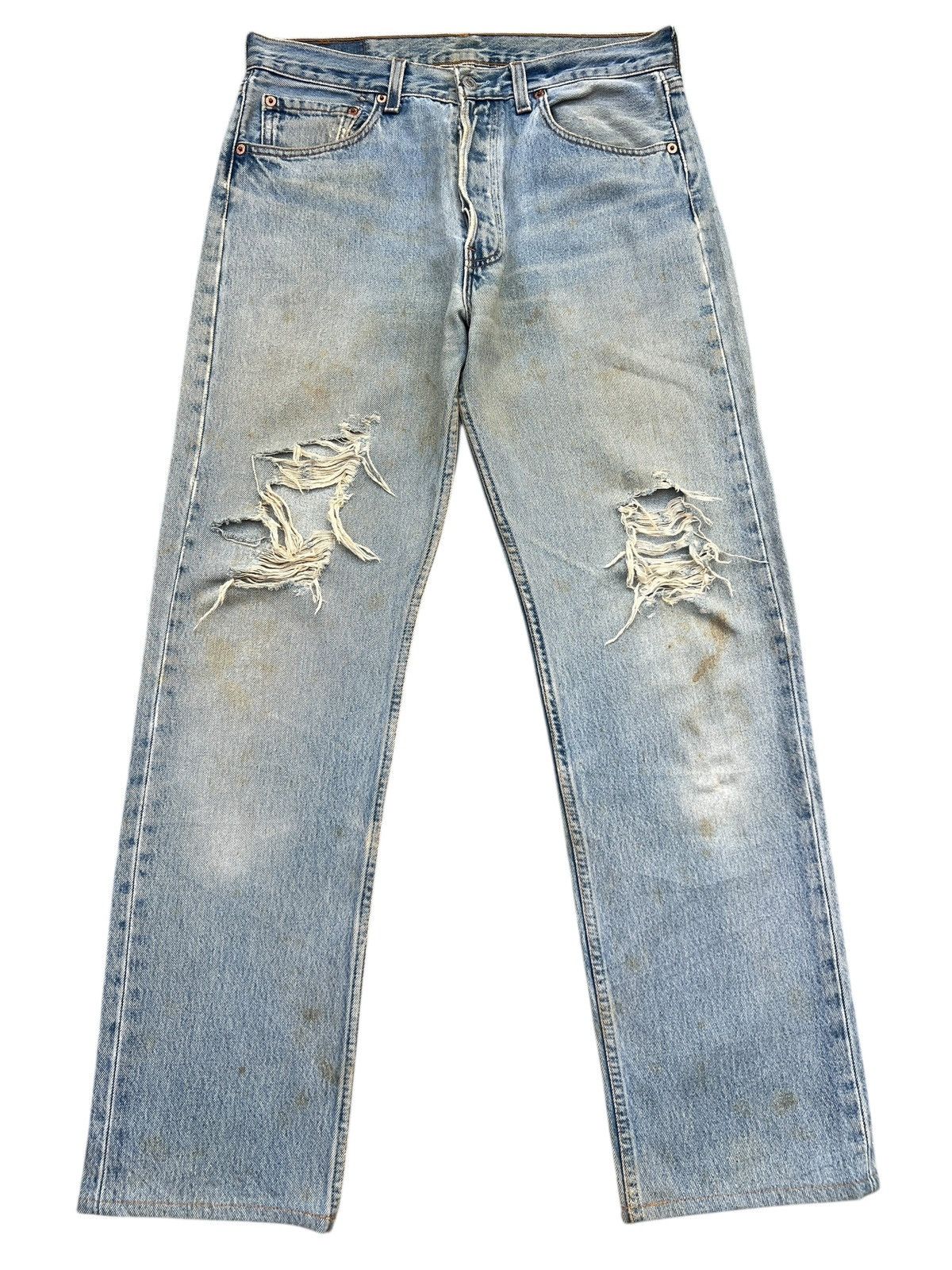 Levi's Vintage 90s Levis 501 Distressed Mudwash Denim Jeans 32x30 Size US 32 / EU 48 - 2 Thumbnail