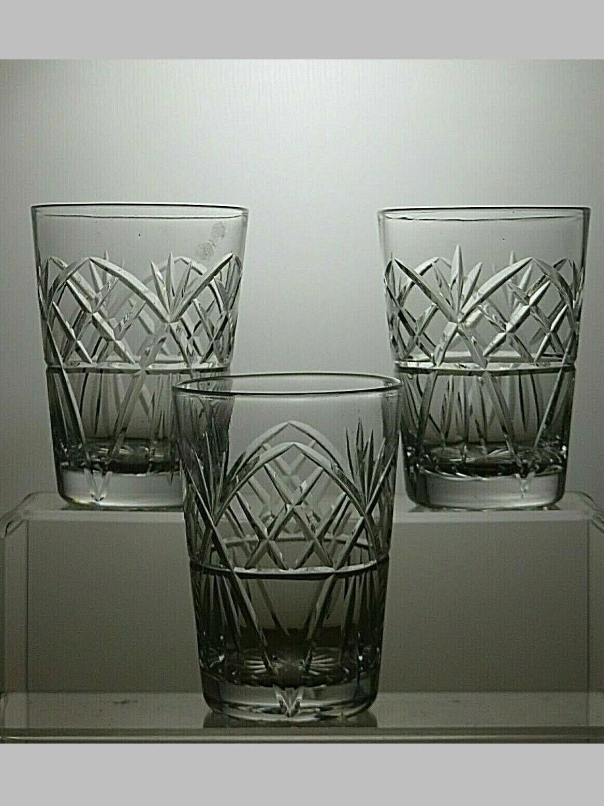 The Unbranded Brand Lead Crystal Cut Glass Set Of 3 Tumblers 4 1/4" Size ONE SIZE - 1 Thumbnail