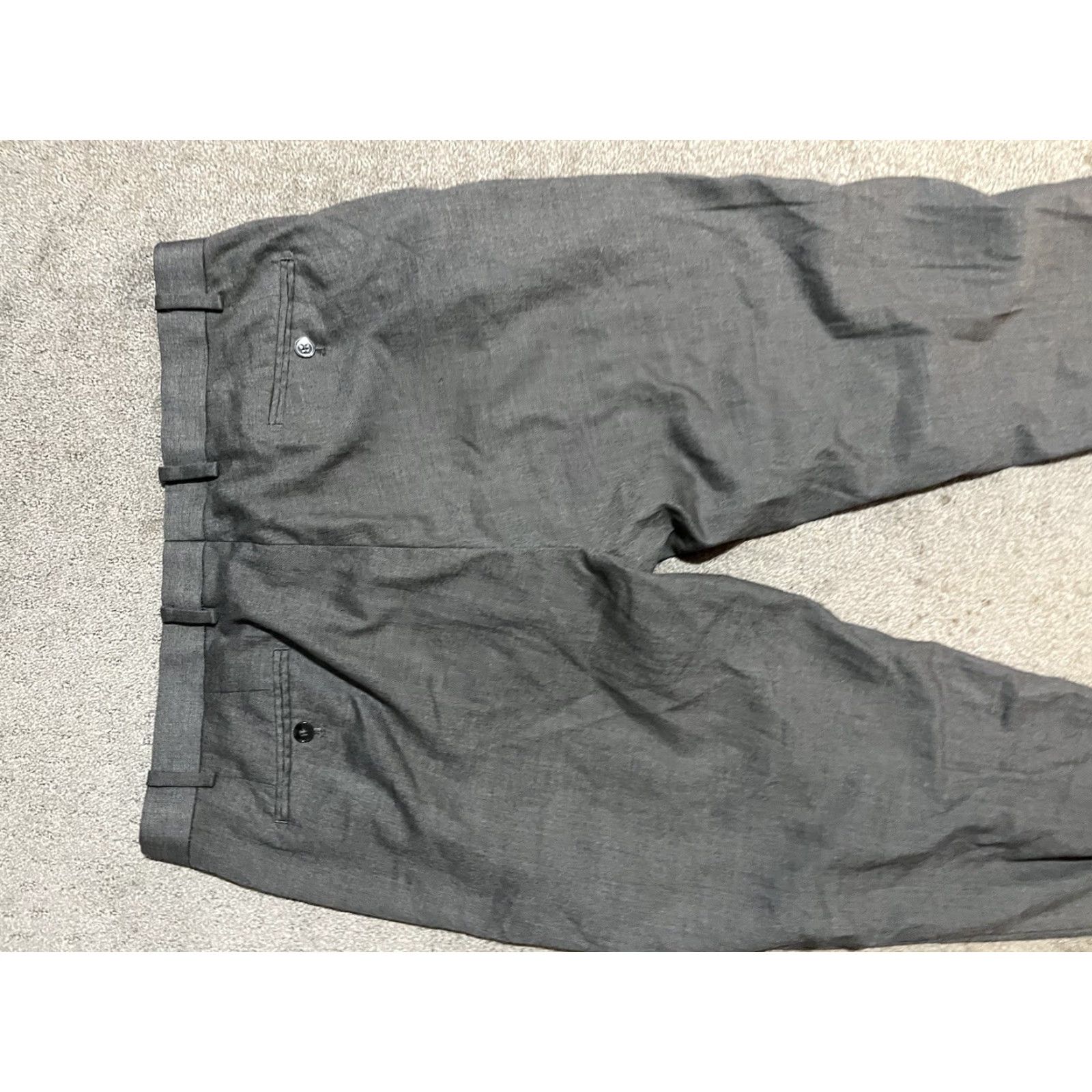 Calvin Klein Calvin Klein Pants Dress Pants Gray Solid Flat Front Mens 38x31 Polyester Blend Front Zip Straight Leg Pants Mens Size US 38 / EU 54 - 4 Thumbnail