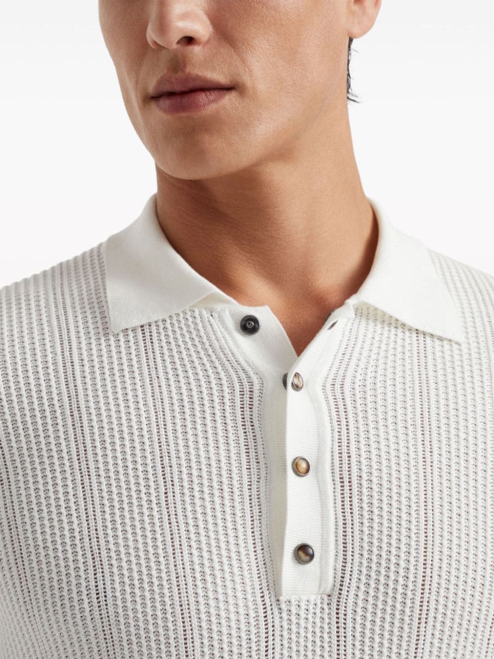 Brunello Cucinelli o1la1rc1a0425 Polo Sweater in White Size US XL / EU 56 / 4 - 5 Thumbnail