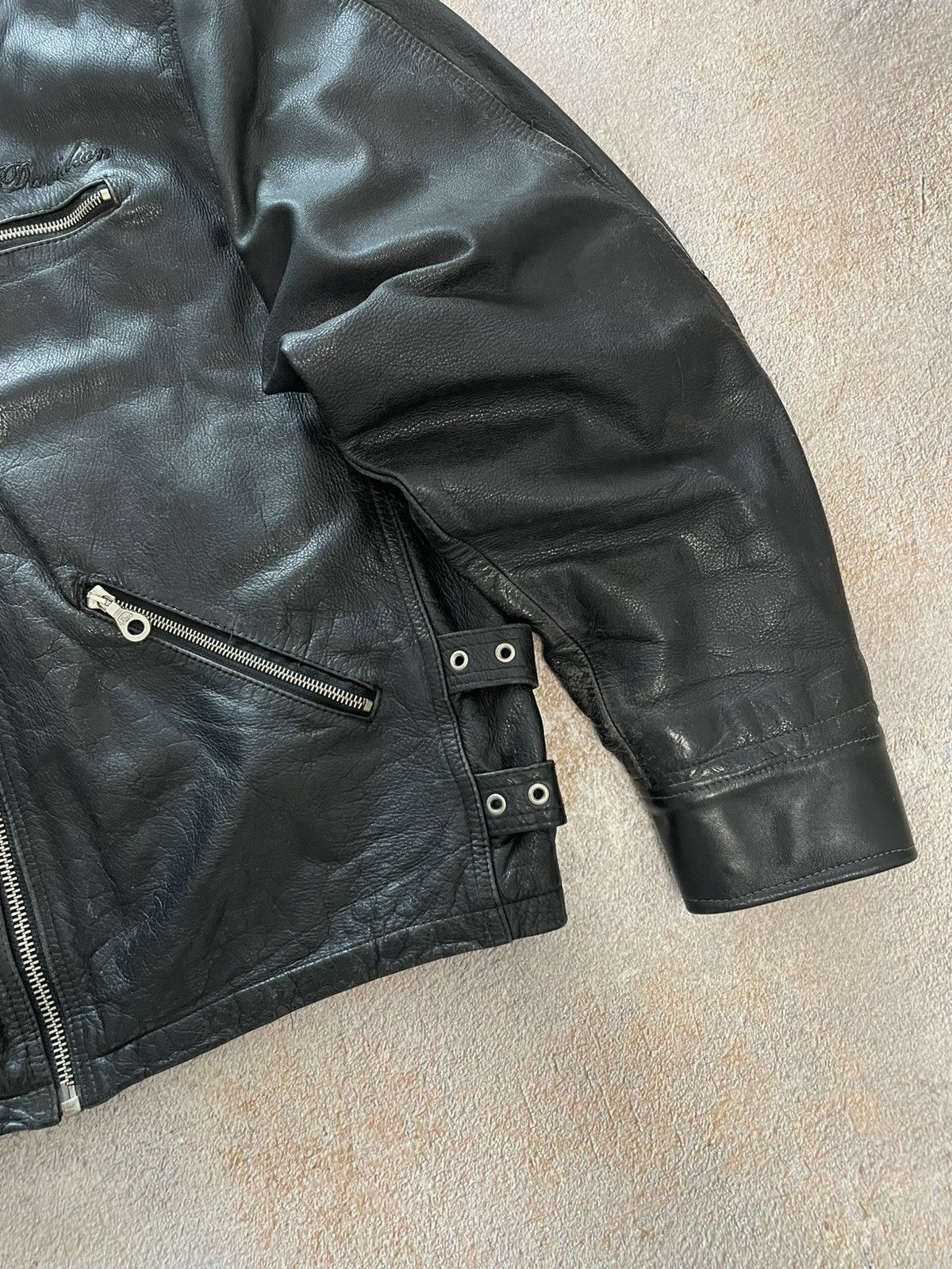 Harley Davidson Vintage Harley Davidson Heavy Leather Jacket Big Logo Size US XL / EU 56 / 4 - 5 Thumbnail