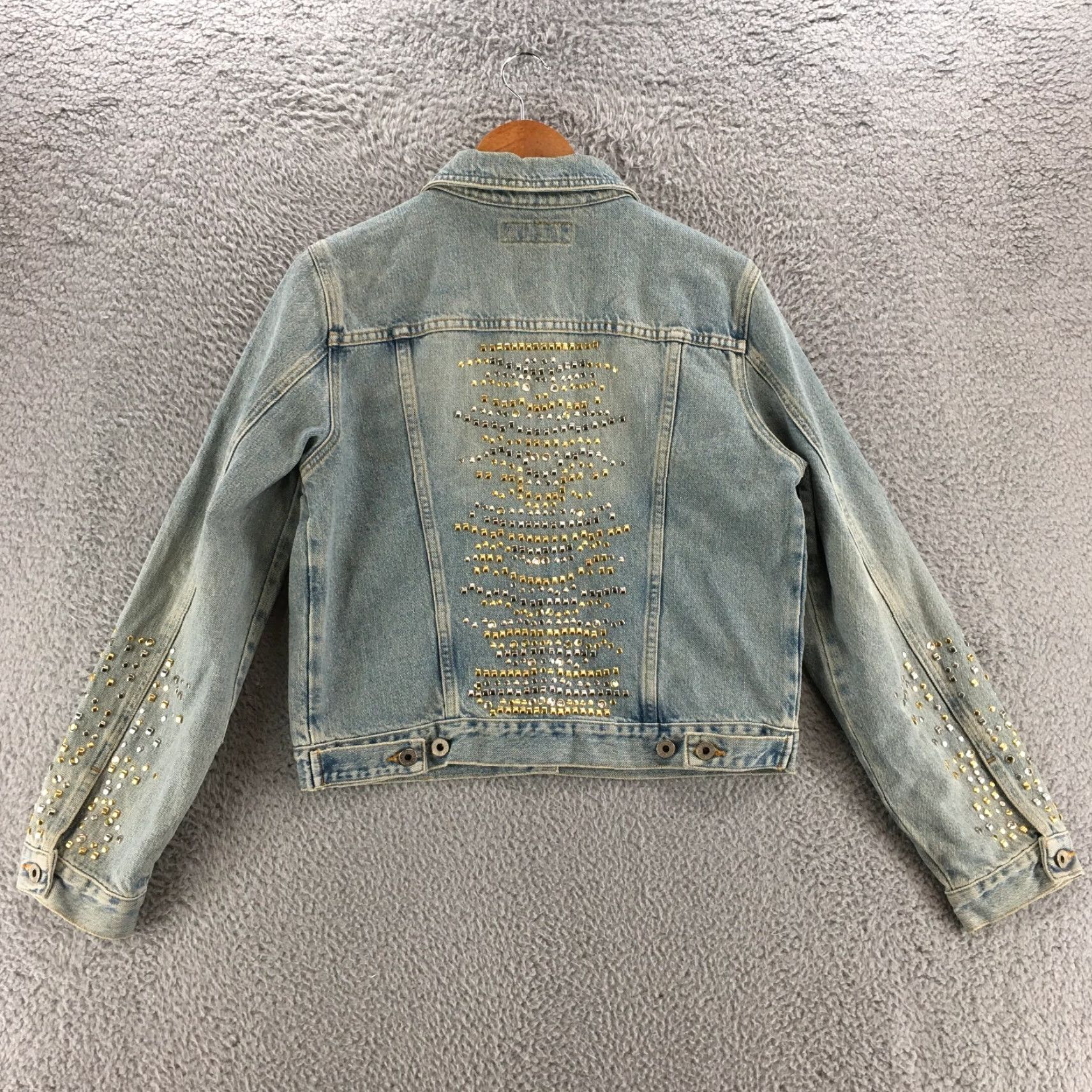 Express Express Jeans Cropped Denim Jacket Womens L Blue Cotton Button Up Front Pockets Size 36" / US 14 / IT 50 - 7 Thumbnail