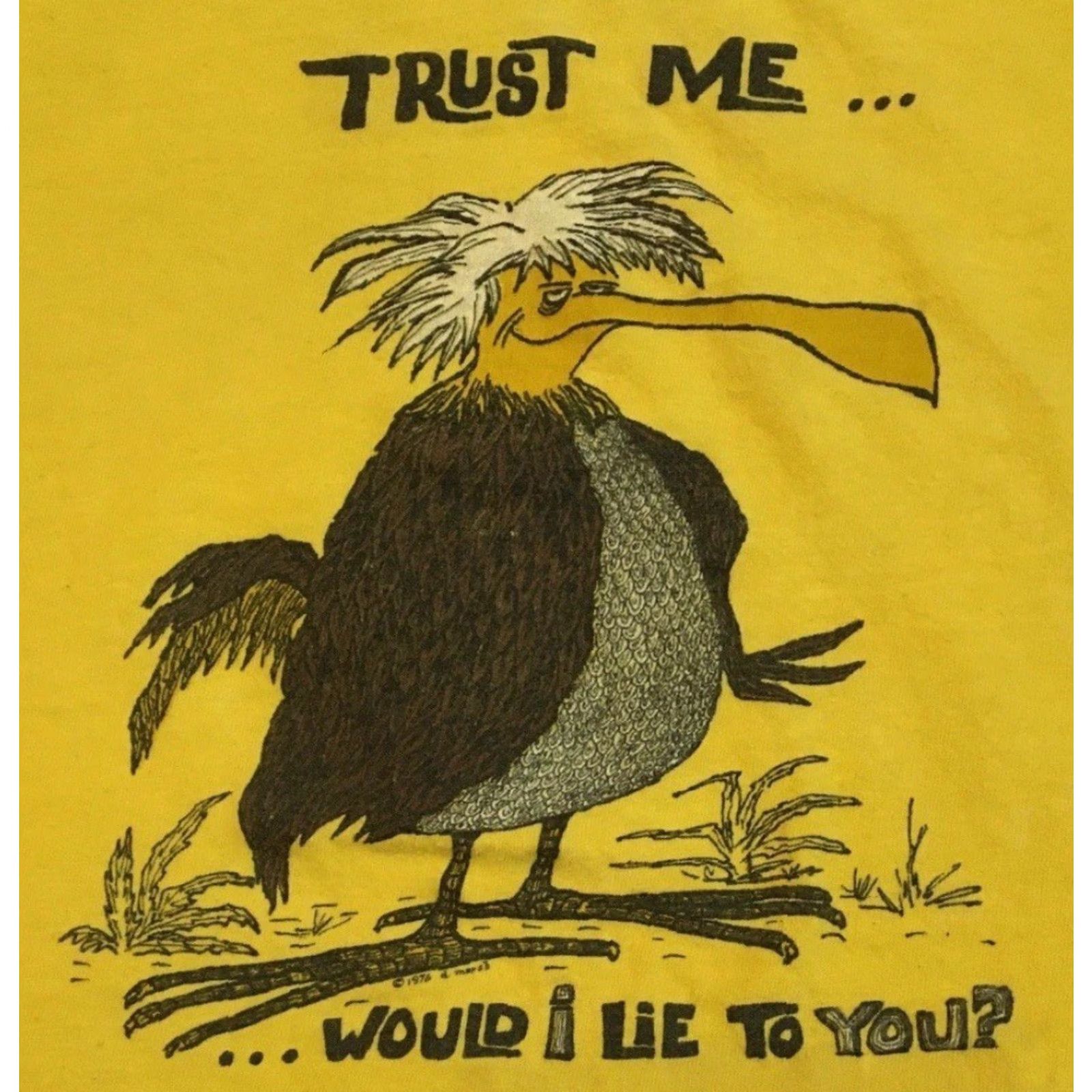 Vintage Vtg 70s Trust Me Would I Lie To You Faded Distress Shirt L Funny Joke Grunge 80s Shirt Mens Yellow Size US L / EU 52-54 / 3 - 2 Thumbnail