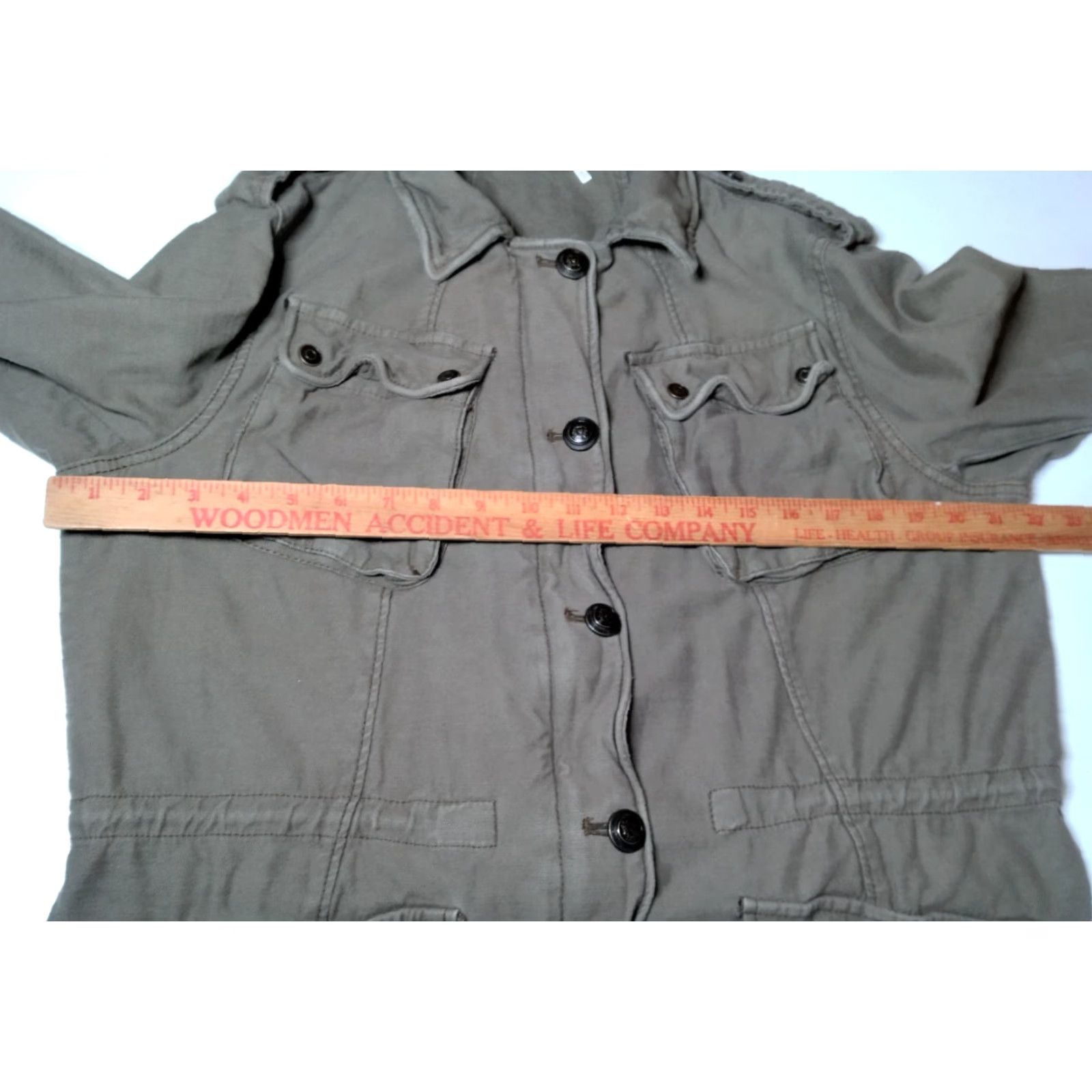 Free People VINTAGE Free People Military Jacket Women Medium Army Green Utility Coat Fall Spring Summer Winter Size M / US 6-8 / IT 42-44 - 3 Thumbnail