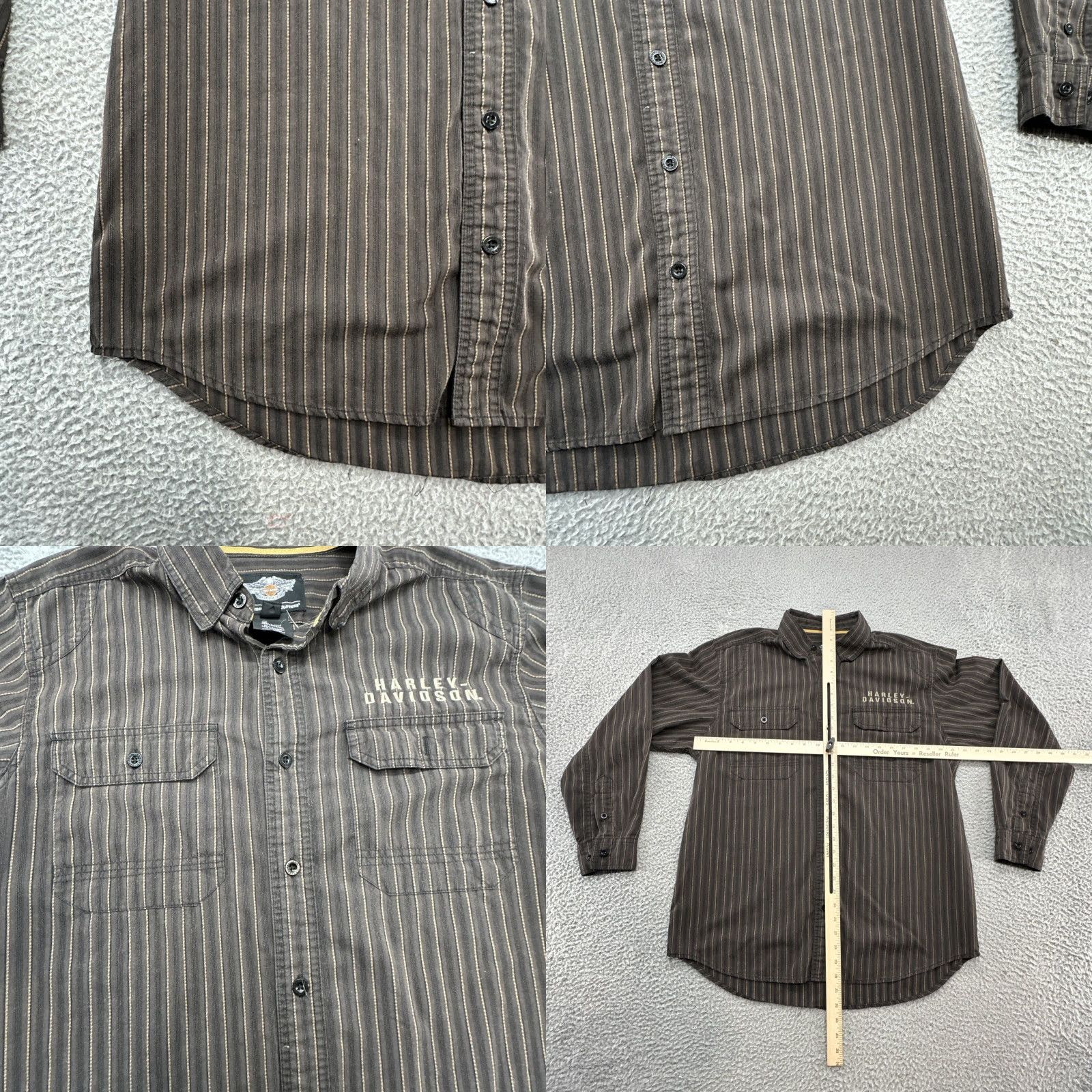 Harley Davidson Harley-Davidson Shirt Mens Large Pinstriped Cotton Long Sleeve Button Up Nice Size US L / EU 52-54 / 3 - 8 Thumbnail