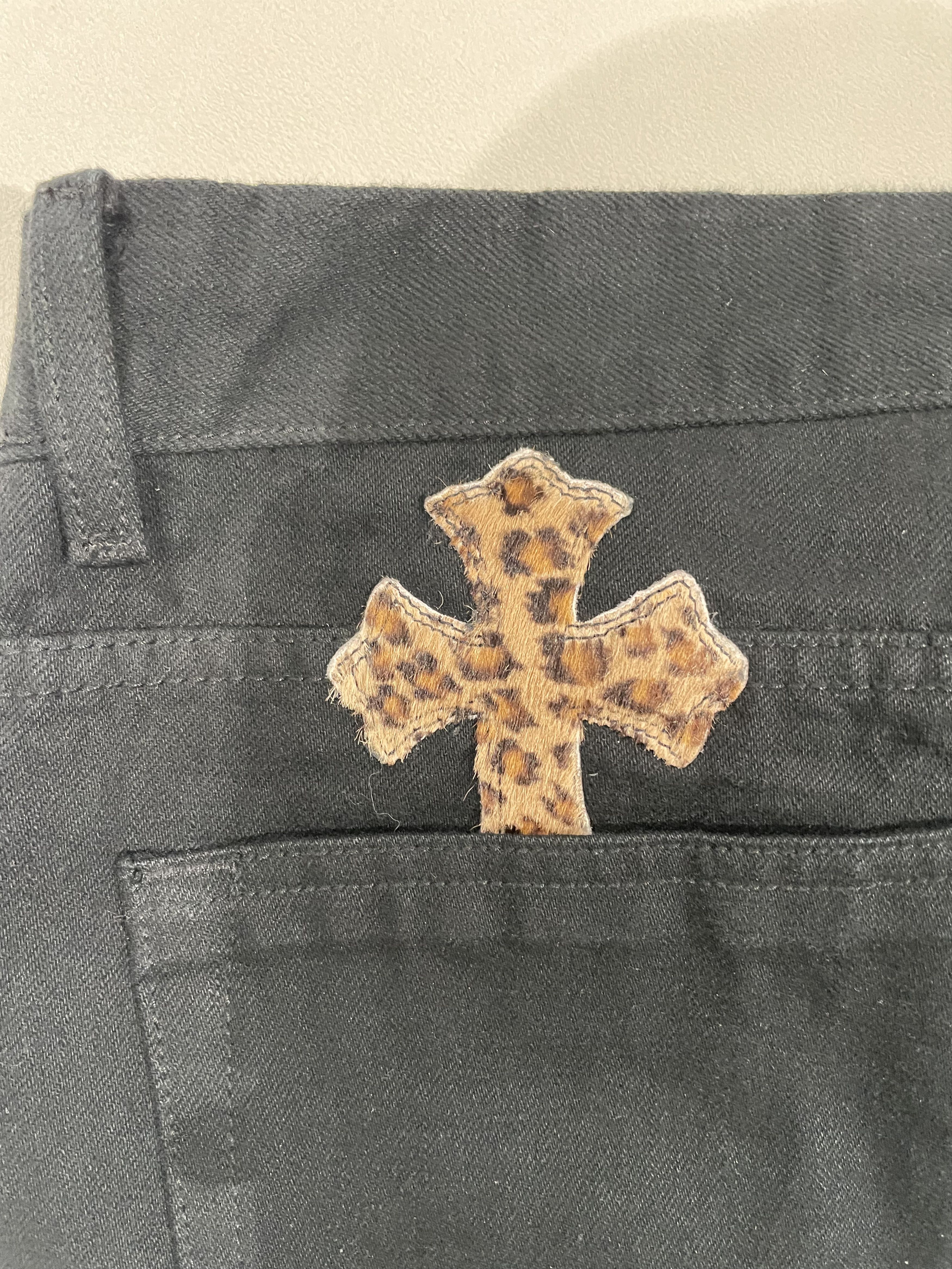 Chrome Hearts Chrome Hearts Leopard Green Cross Leather Patch Jeans Size US 38 / EU 54 - 9 Thumbnail