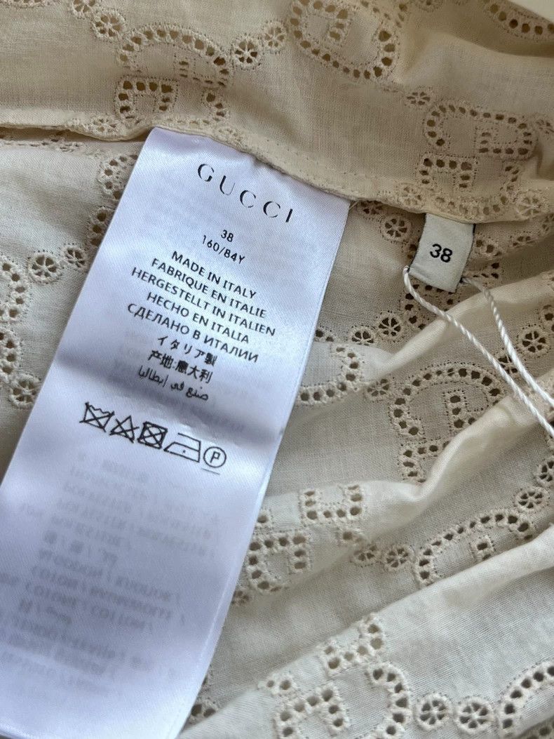 Gucci Gucci Beige logo jacquad full print cotton long-sleeved dr Size XS / US 0-2 / IT 36-38 - 5 Thumbnail