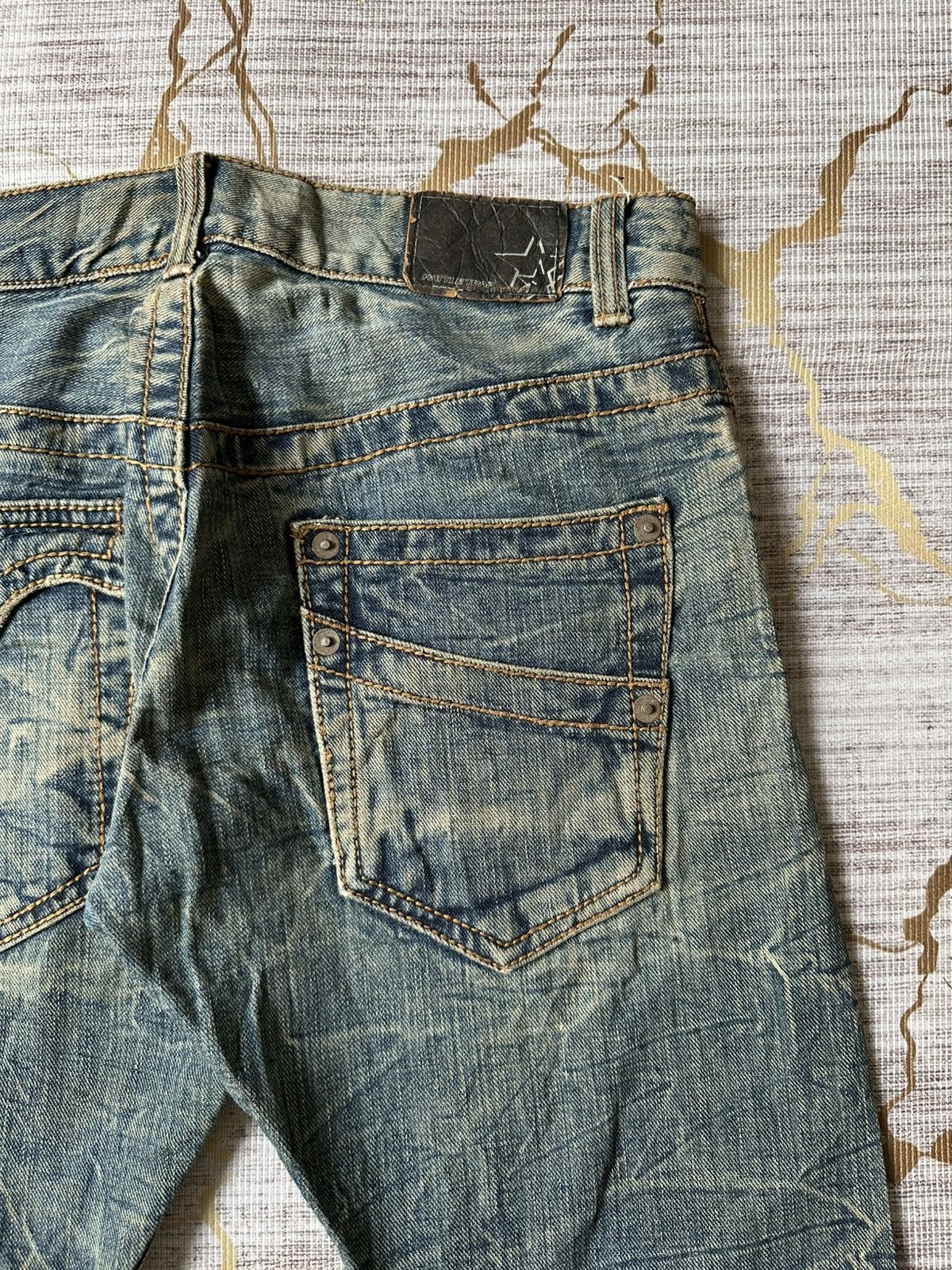 Japanese Brand FLARE Rattle Trap Claw Marks Distressed Curve Leg Denim Size US 32 / EU 48 - 16 Thumbnail
