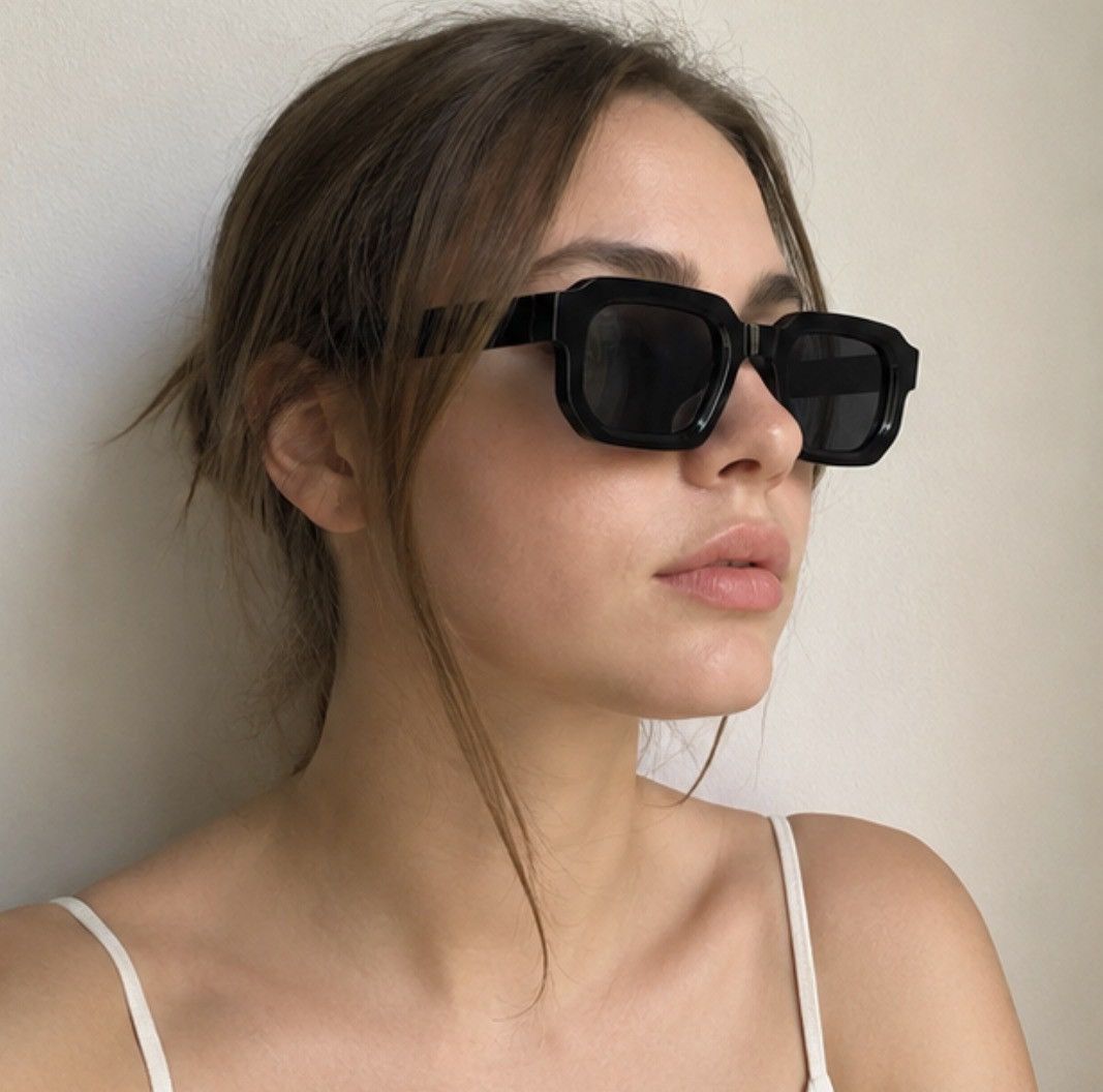 Other Black Chunky Rectangle Sunglasses Trendy Y2K Streetwear Size ONE SIZE - 1 Thumbnail