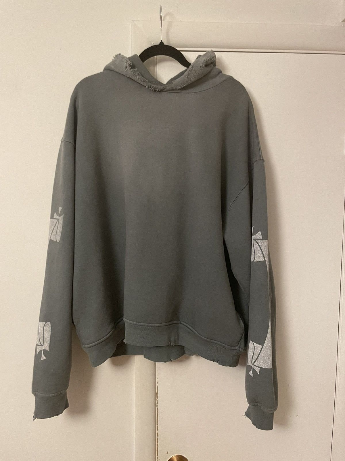 image of Askyurself Distressed Hoodie in Grey, Men's (Size XL)