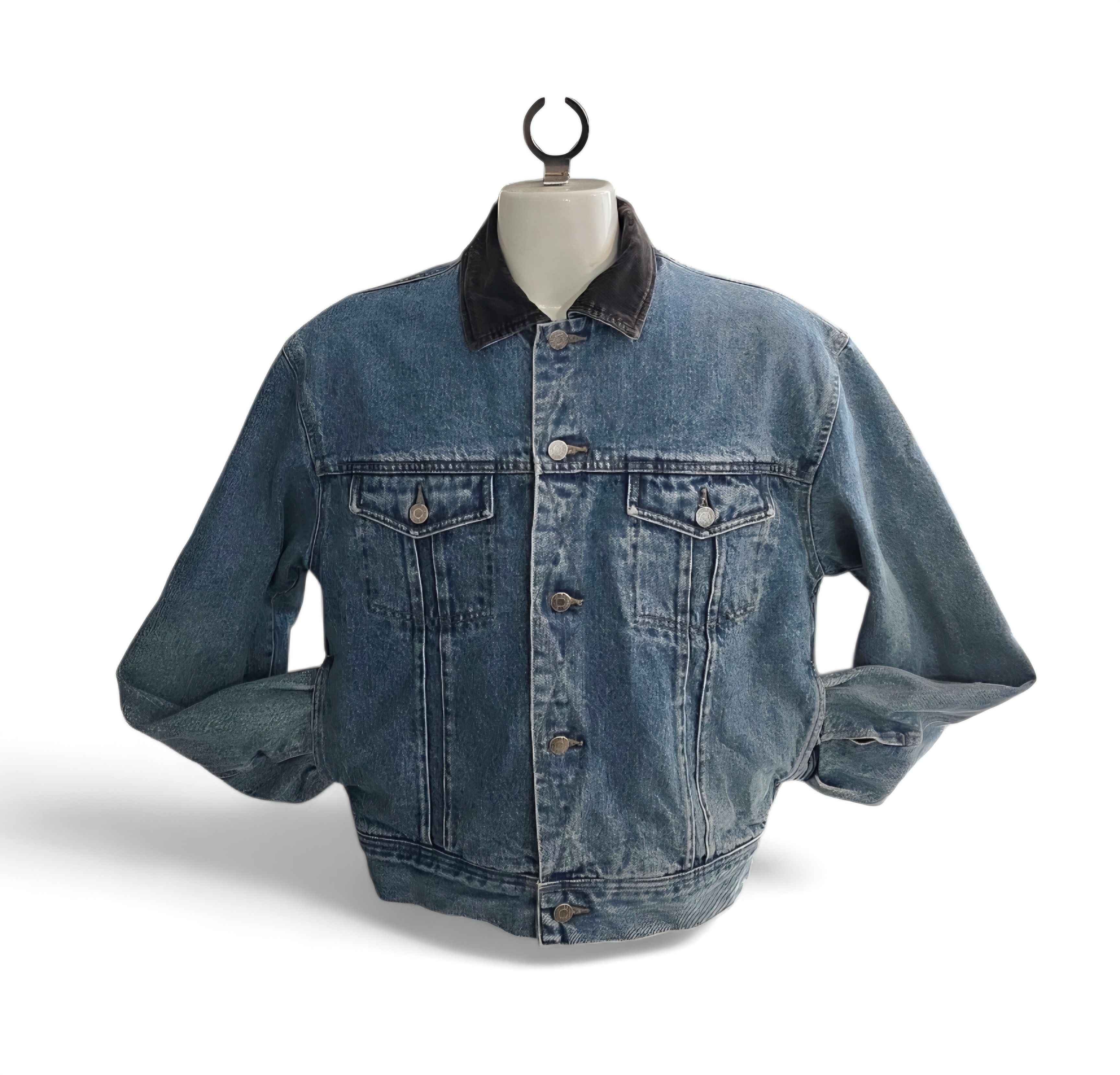 Gap GAP Vintage Denim Jacket Corduroy Collar Plaid Flannel Size US M / EU 48-50 / 2 - 2 Thumbnail