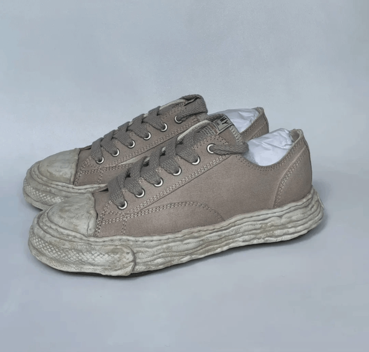 Maison MIHARA YASUHIRO Over Dyed Tan Canvas ‘Peterson’ Trainers Size US 12 / EU 45 - 6 Thumbnail