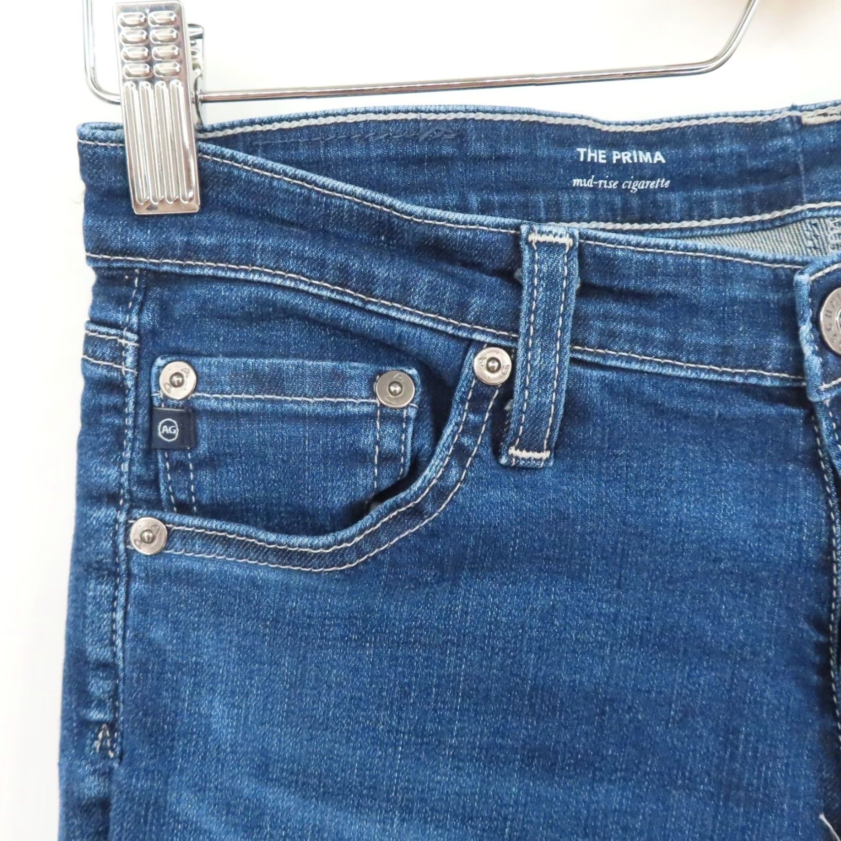 Denime AG Adriano Goldschmied Women 27 The Prima Mid Rise Cigarette Blue Denim Jeans Size 27" / US 4 / IT 40 - 3 Thumbnail