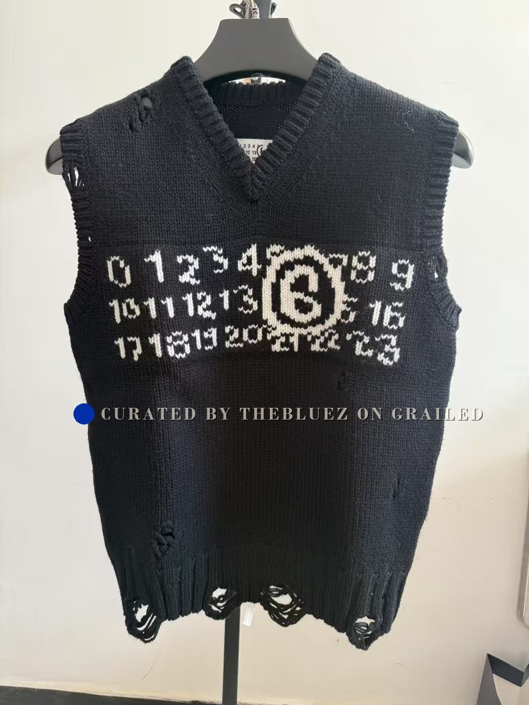 MM6 Maison Margiela Distressed Logo Knit Vest