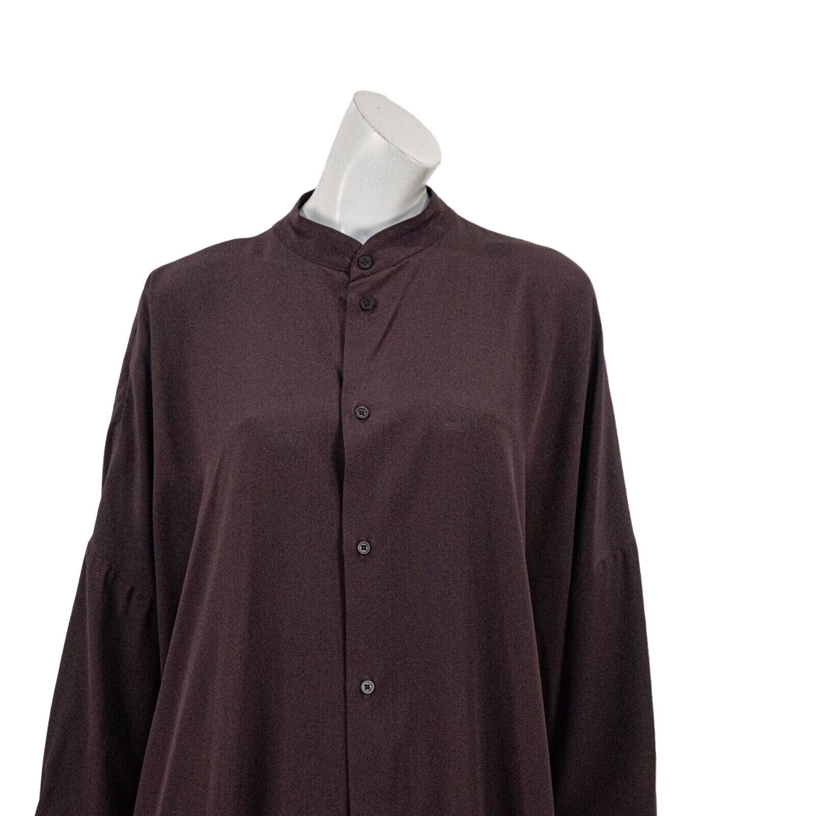 eskandar Eskandar Sz 2 100% Silk Purple Eggplant Boxy Oversize Blouse Size ONE SIZE - 10 Thumbnail