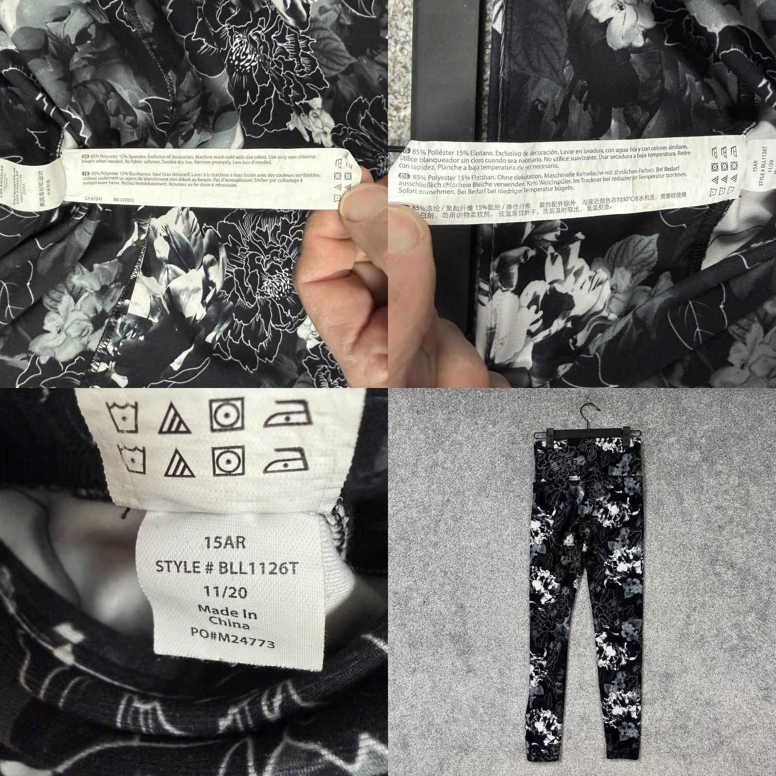 Vintage Balance Collection Leggings Womens S 23x26 Black Floral Yoga Dark Cottagecore Size 28" / US 6 / IT 42 - 8 Thumbnail