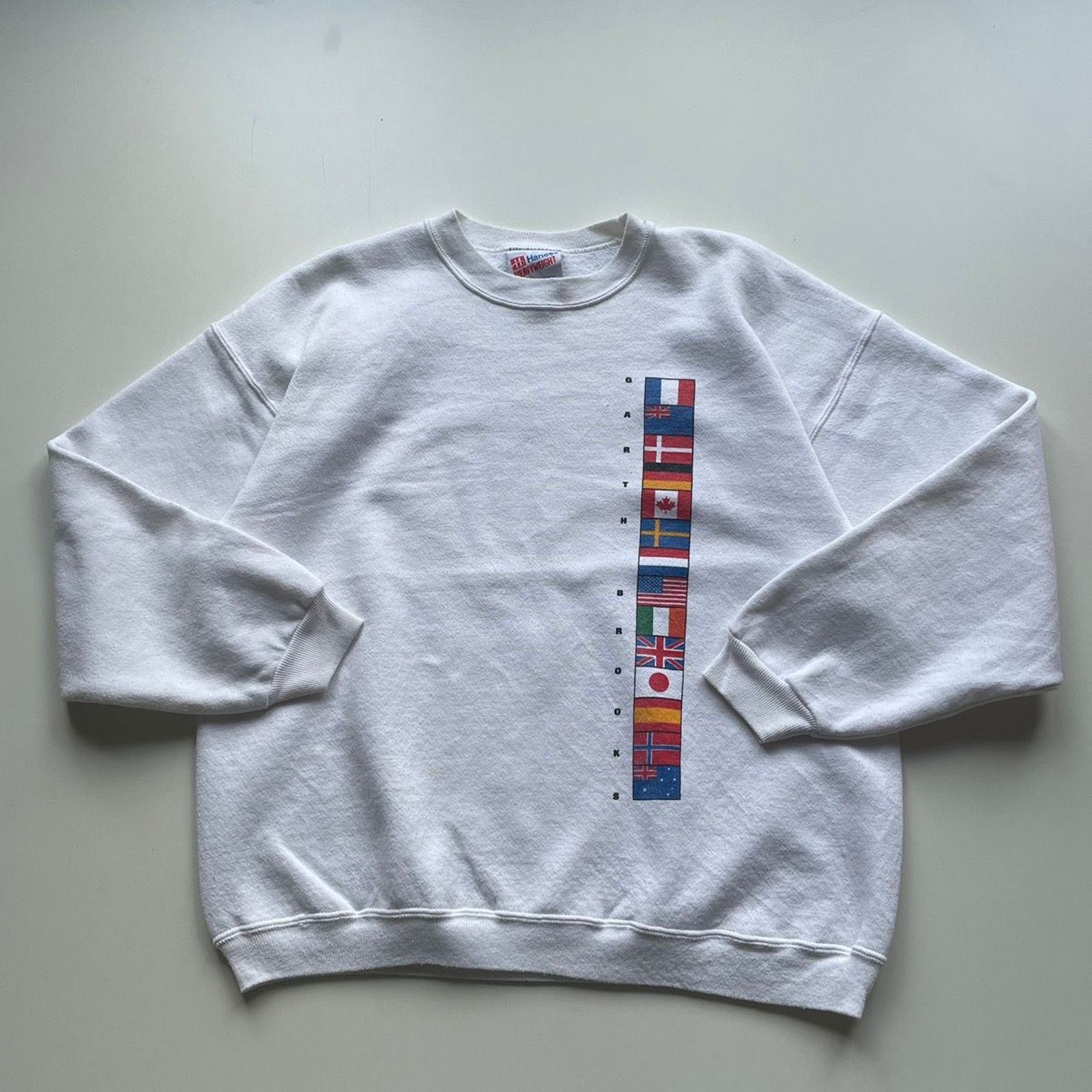 Band Tees Vintage 90s Garth Brooks World Tour Art Crewneck Large White Size US L / EU 52-54 / 3 - 4 Thumbnail