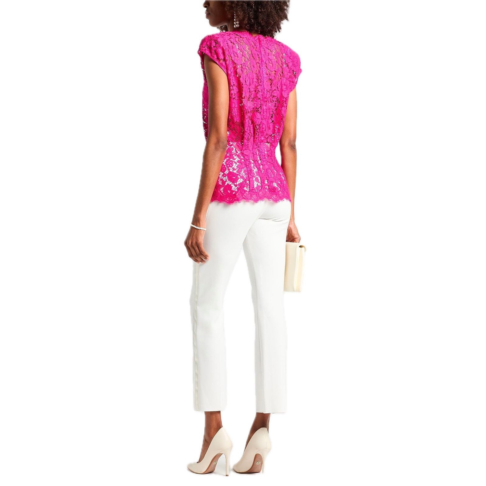 Dolce & Gabbana Dolce & Gabbana Pink Lace Sleeveless Tank Top Blouse IT 44 Size M / US 6-8 / IT 42-44 - 4 Thumbnail