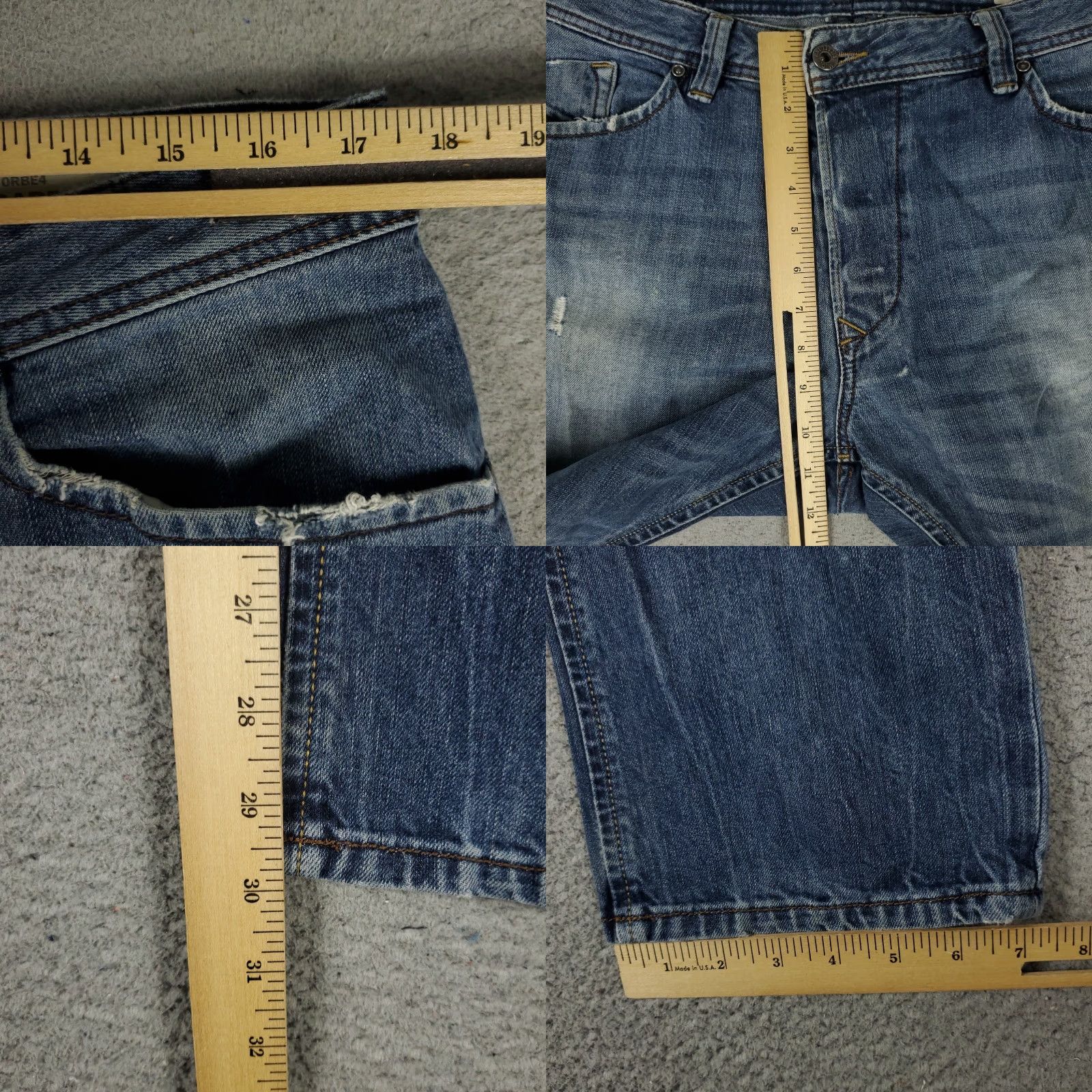 Diesel Diesel Jeans Mens 36x30 Blue Darron Slim Tapered Distressed Denim Pants Jeans Color Blue Modern Classic American Preppy Sports 90s Mens Size US 36 / EU 52 - 8 Thumbnail