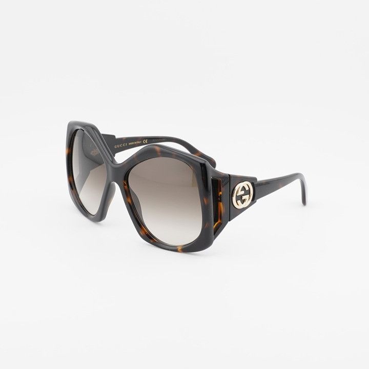 Gucci Gucci GG0875S 002 Sunglasses Havana Square Frame Size ONE SIZE - 1 Thumbnail