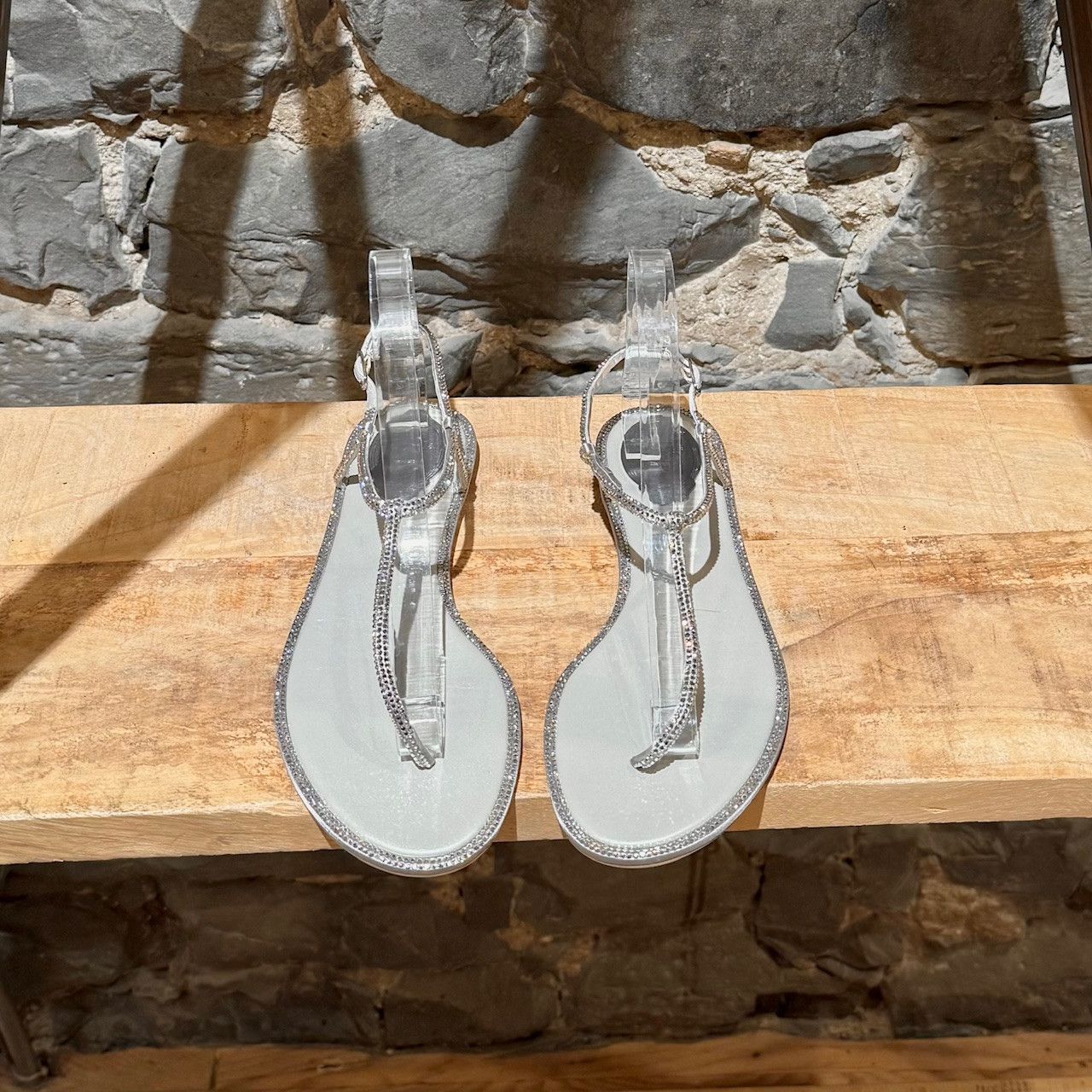 Rene Caovilla René Caovilla Metallic Silver Crystal Diana Thong Sandals Size US 9 / IT 39 - 3 Thumbnail