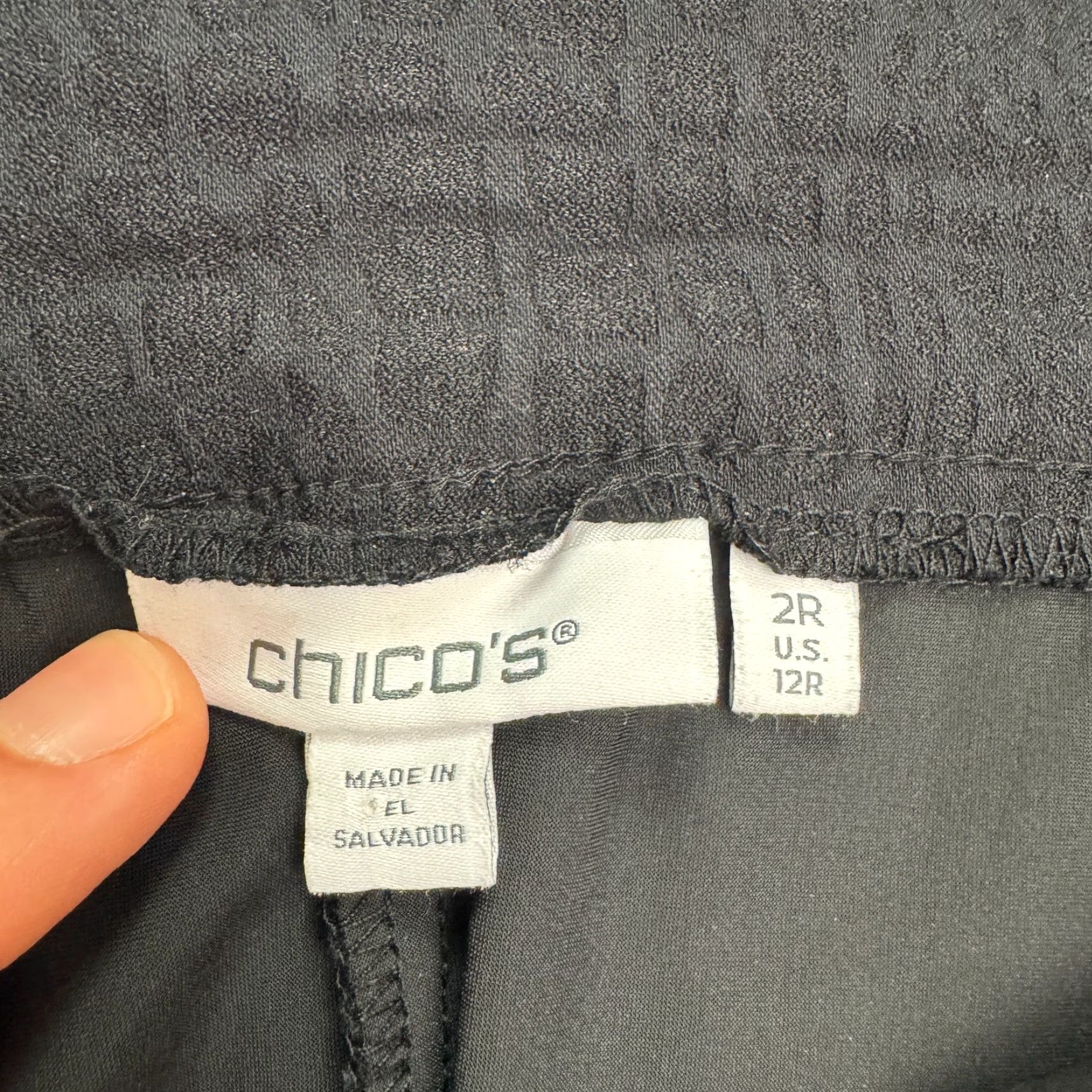 Vintage CHICO'S Pants Women 12R Black Jacquard Pull-On Straight Ankle Rayon/Spandex Womens Size 34" / US 12 / IT 48 - 5 Thumbnail