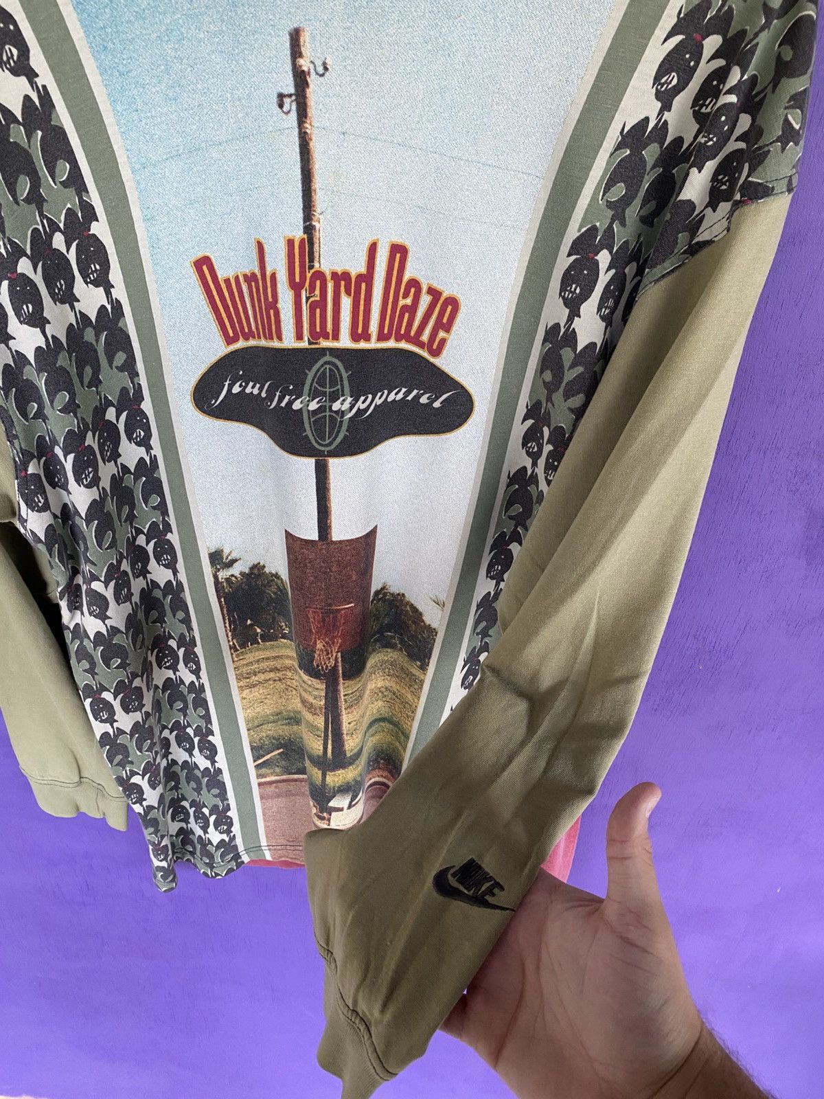 Nike Vintage 90s Nike dunk yard daze foul free apparel AOP tee Size US XL / EU 56 / 4 - 3 Thumbnail