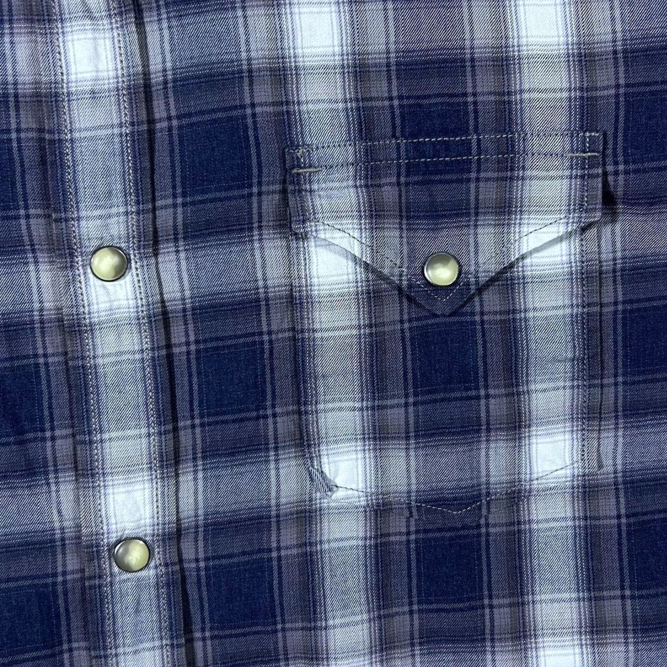 Lucky Brand Lucky Brand Western Plaid Long Sleeve Popper Cotton Shirt XL Mens Button-Up Check Navy/Grey/White 100% Cotton Casual Size US XL / EU 56 / 4 - 3 Thumbnail