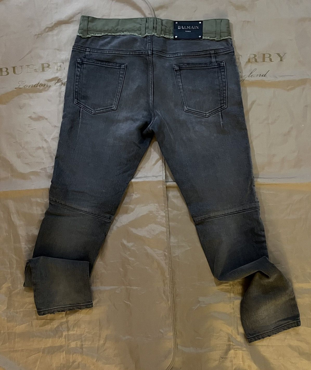 Balmain Balmain grey/green jeans size 33 Size US 33 - 2 Thumbnail