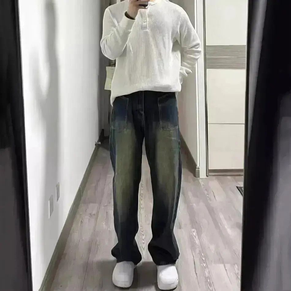 Japanese Brand Retro loose fitting straight leg jeans Size US 32 / EU 48 - 2 Thumbnail