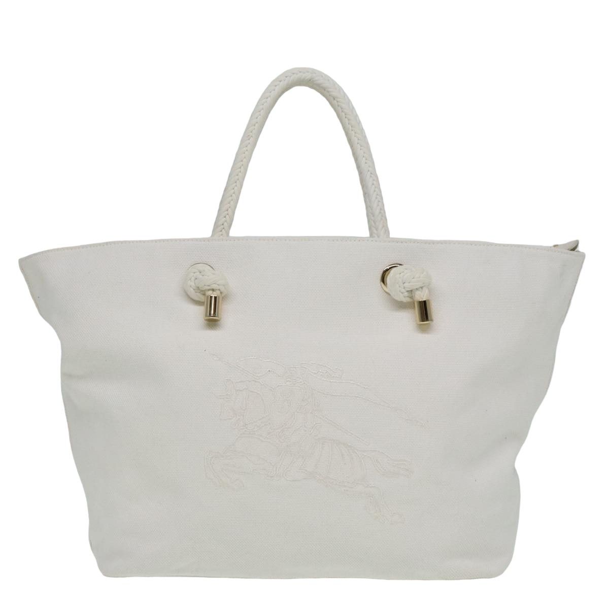 Burberry White Canvas Tote Bag (Pre-Owned) Size ONE SIZE - 1 Thumbnail