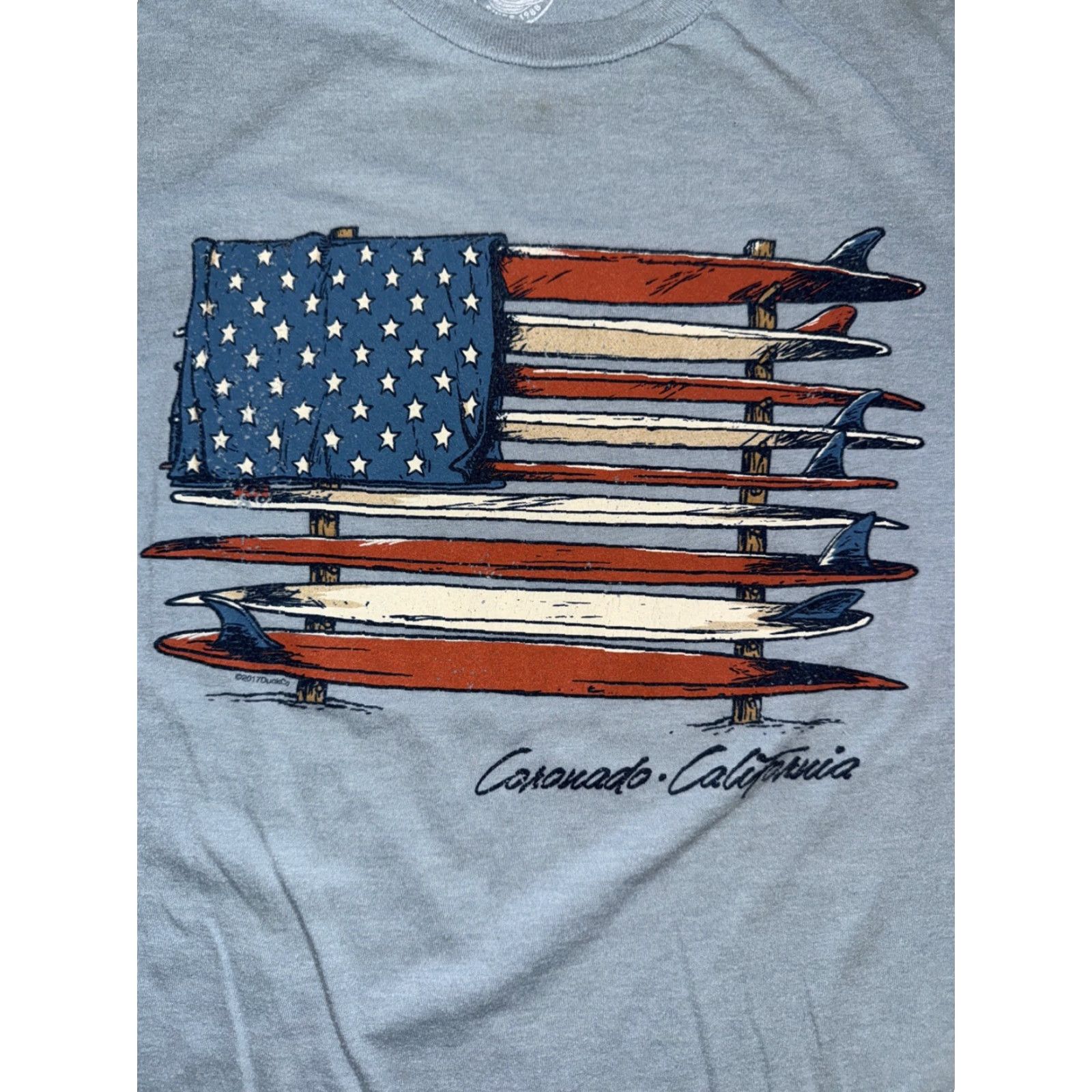Vintage VINTAGE The Duck Company Coronado Beach T-Shirt USA Flag Blue S Mens Surf Graphic Shirt Short Sleeve Small 17x27 Size US S / EU 44-46 / 1 - 2 Thumbnail
