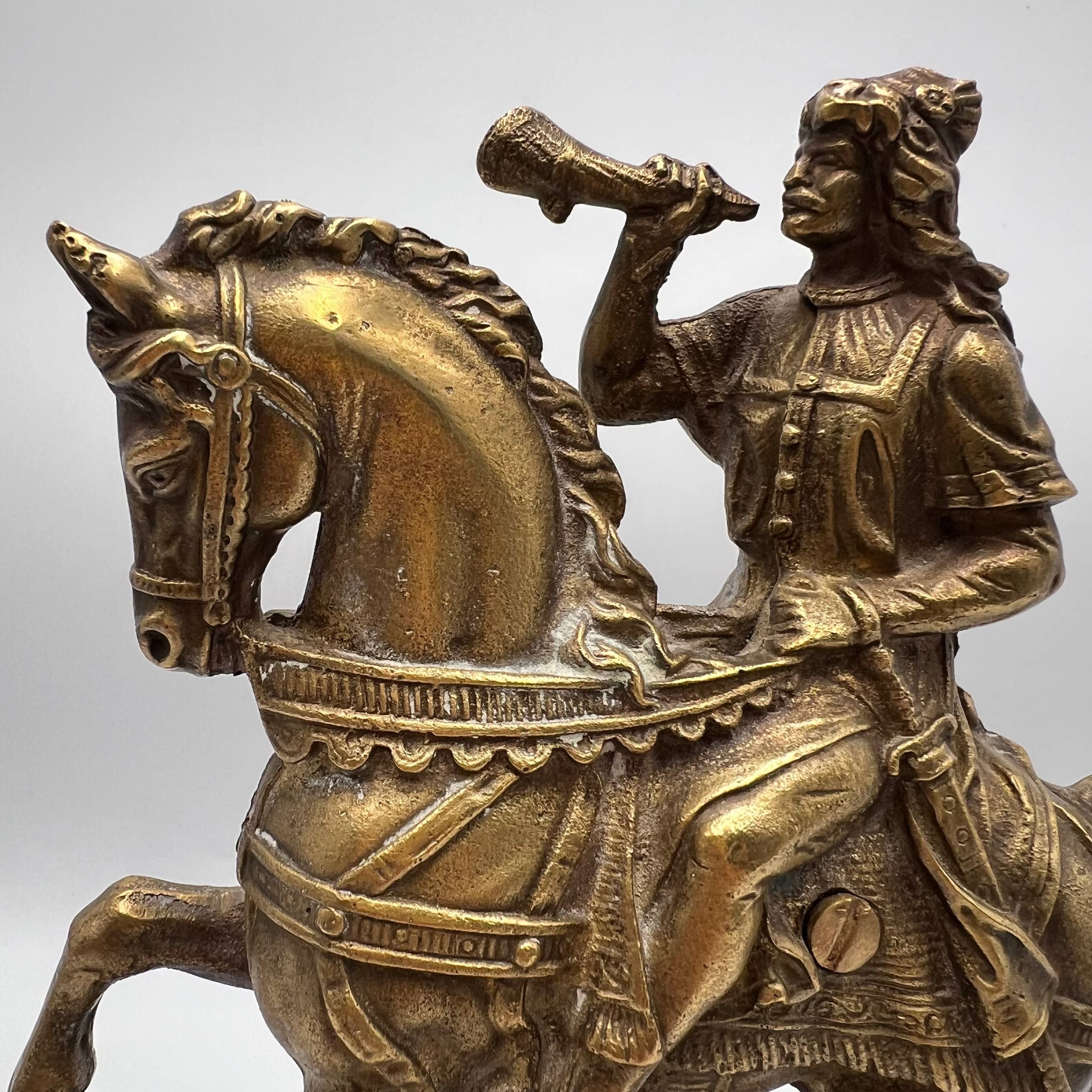 Vintage Vintage Brass Figurine Horse Rider Warrior Statue Medieval Size ONE SIZE - 3 Thumbnail