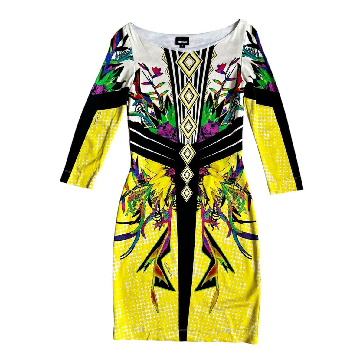 Just Cavalli Just Cavalli Multicolor Slim Dress Floral Geometric Pattern Size M / US 6-8 / IT 42-44 - 1 Thumbnail