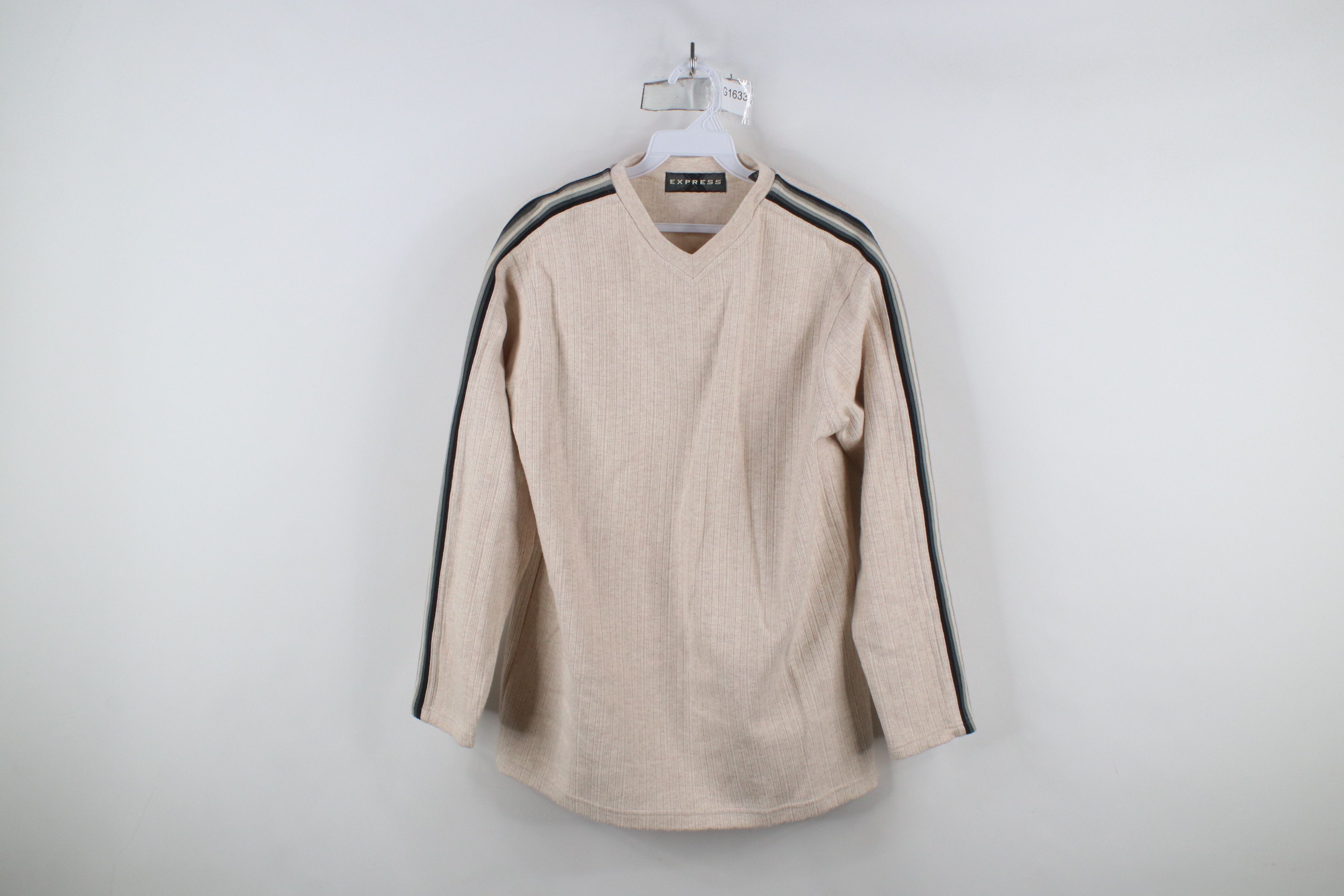 Express × Vintage Vintage 90s Express Striped Ribbed Knit Long Sleeve T-Shirt Size L / US 10 / IT 46 - 1 Thumbnail