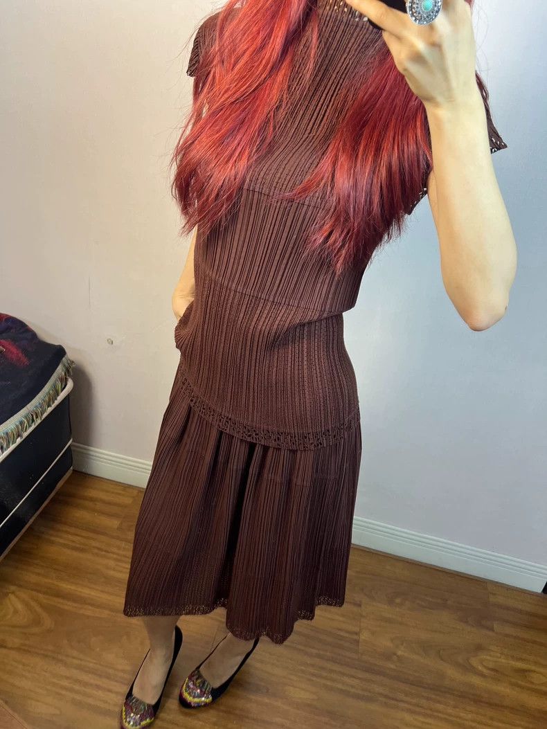 Issey Miyake Issey Miyake size:m Brown cut-out skirt Size 42" / US 20 - 9 Thumbnail